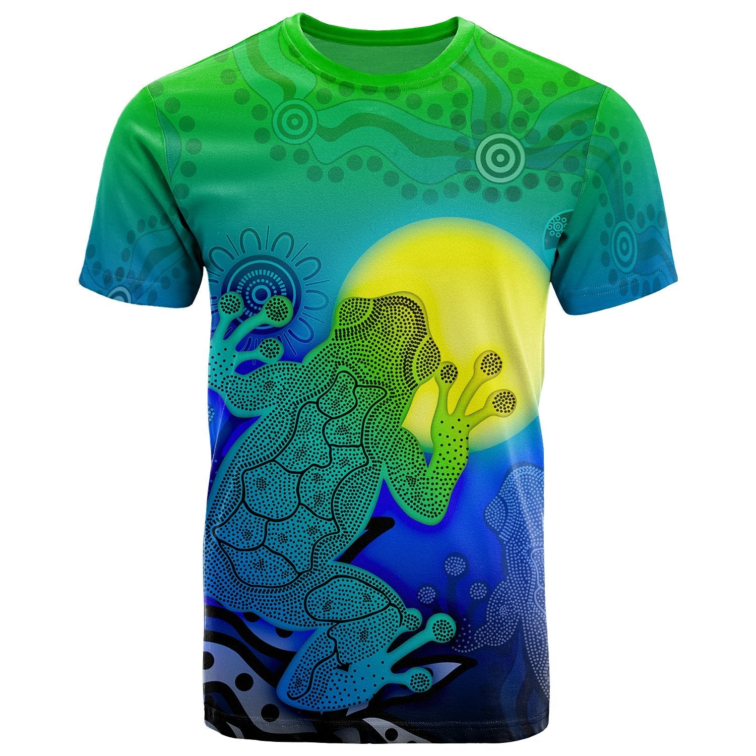 Aboriginal T shirts - Indigenous Frog (Blue) - Vibe Hoodie Shop