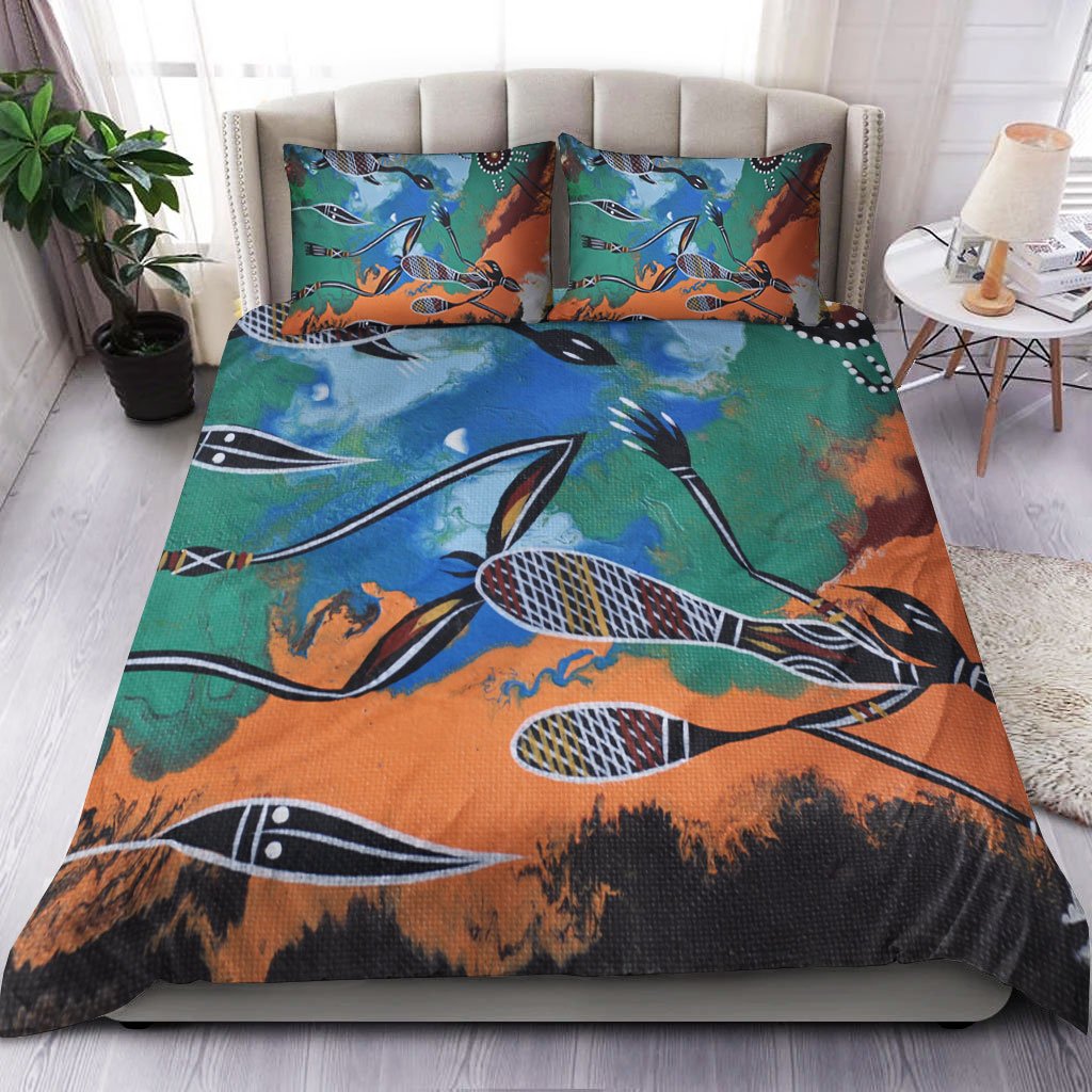 Aboriginal Bedding Set - Aboriginal Dot Art Painting Style - Vibe Hoodie Shop