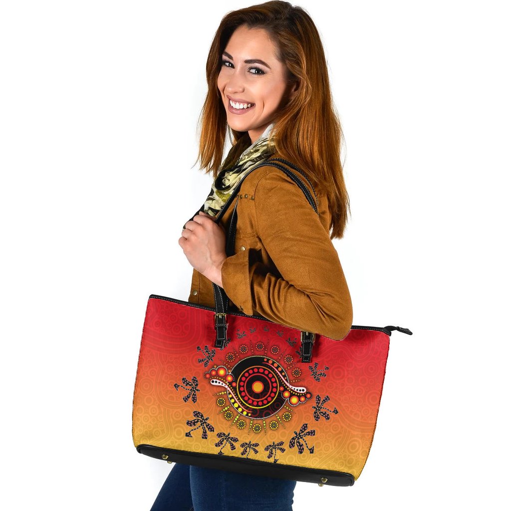 aboriginal-leather-tote-bag-circle-pattern