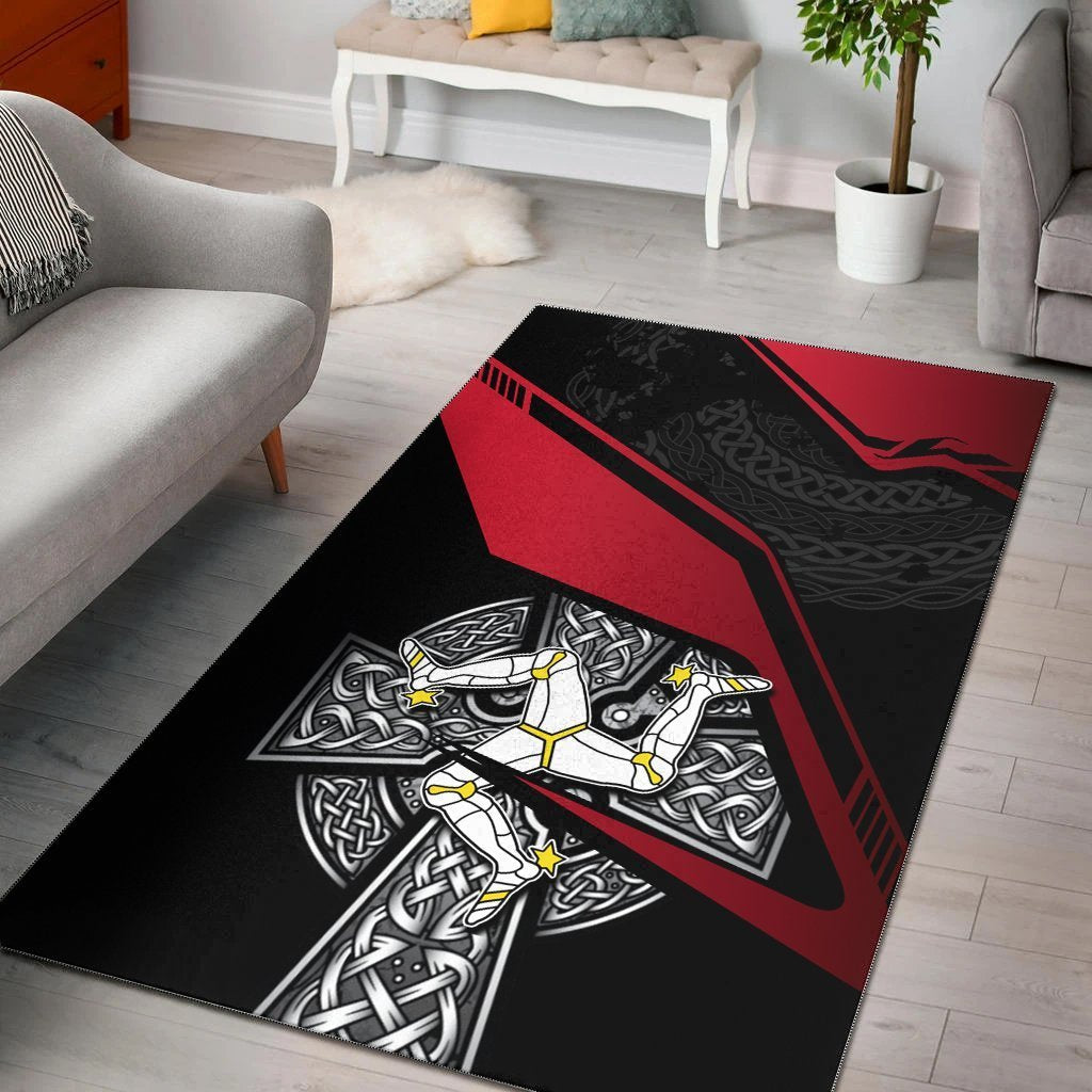 Isle Of Man Celtic Area Rug - Celtic Cross and Manx Triskelion - Vibe Hoodie Shop