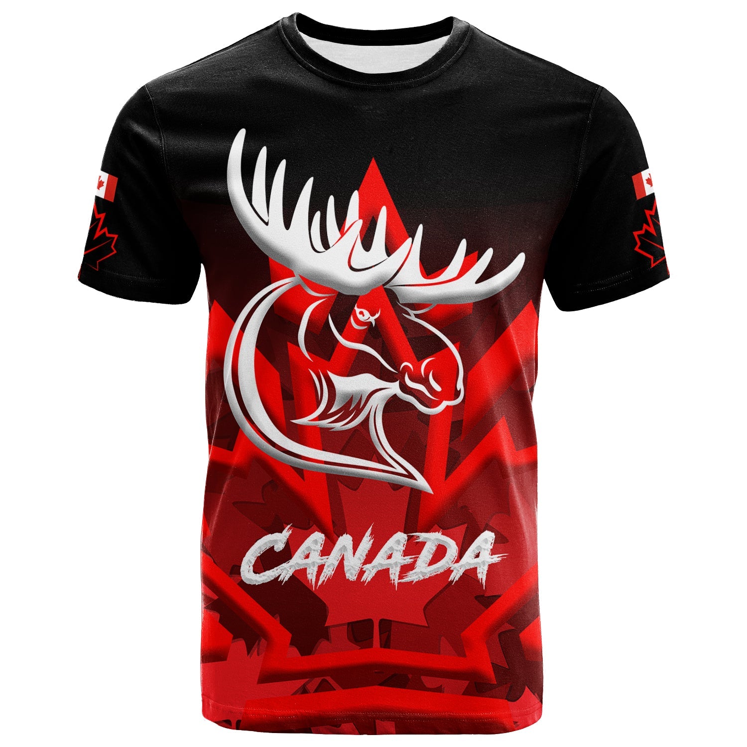 Canada Moose With Maple Leaf T shirt - - Vibe Hoodie Shop