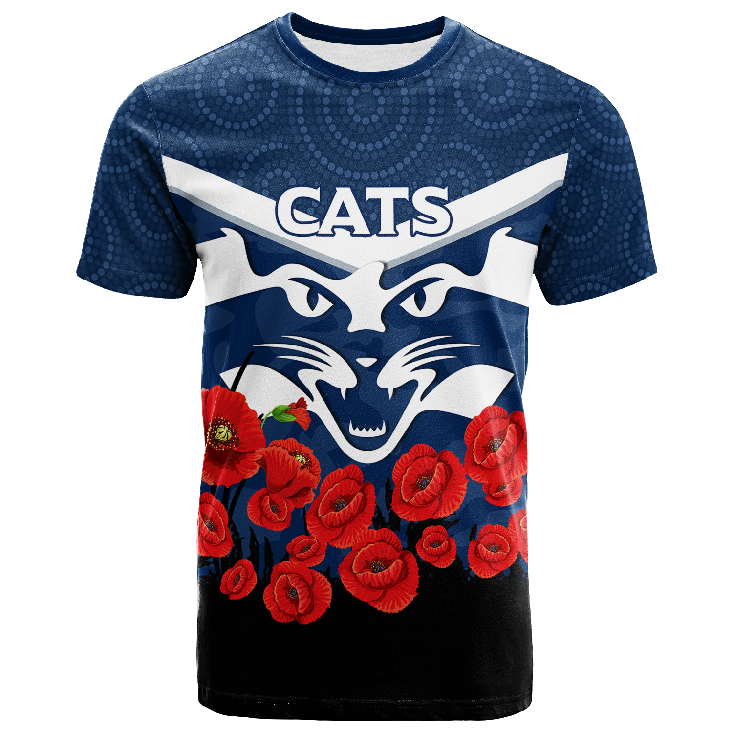 Geelong Cats ANZAC Day T shirt - Indigenous Art - - Vibe Hoodie Shop