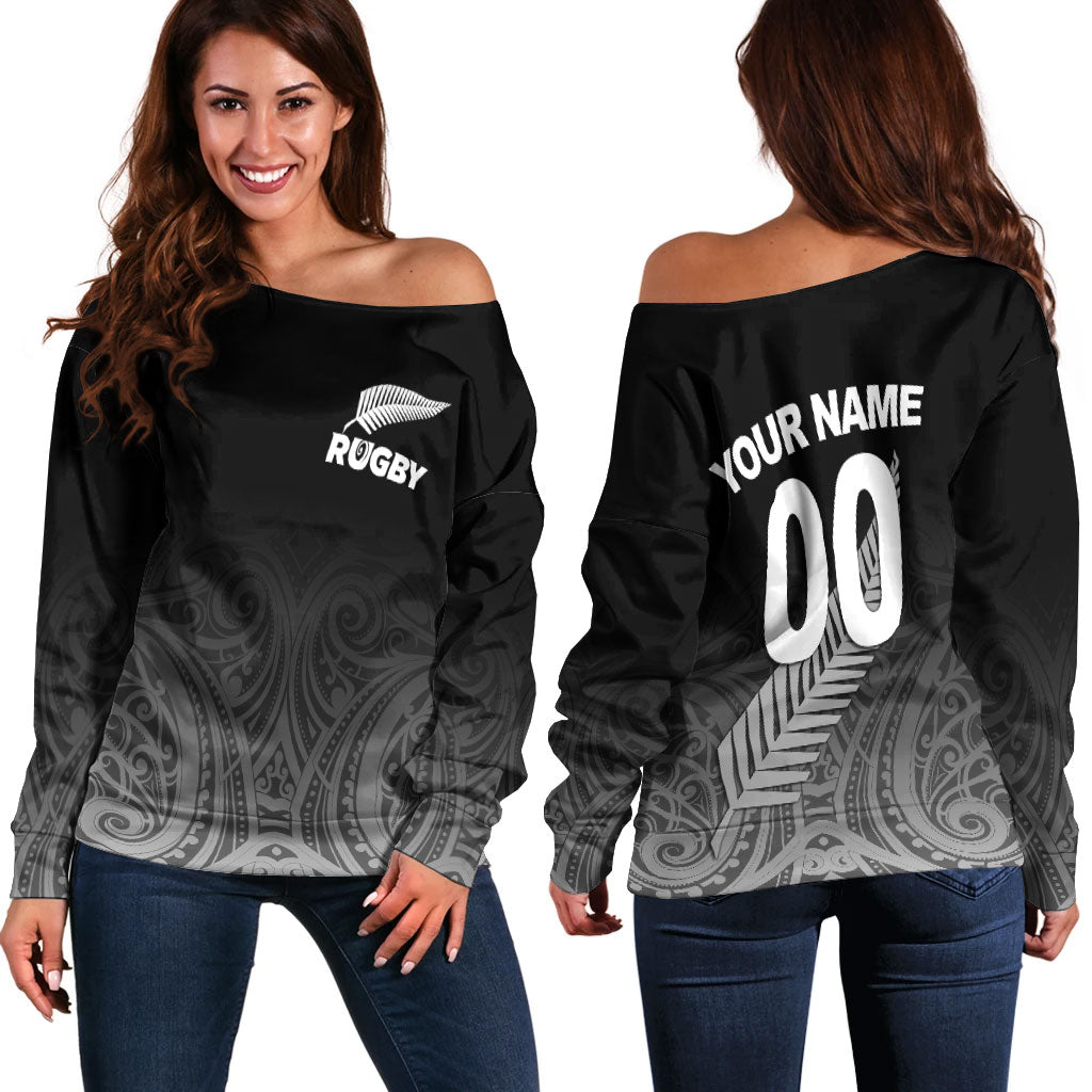 (Custom Personalised) New Zealand Rugby Women Off Shoulder Sweater - Maori Tribal - - Vibe Hoodie Shop