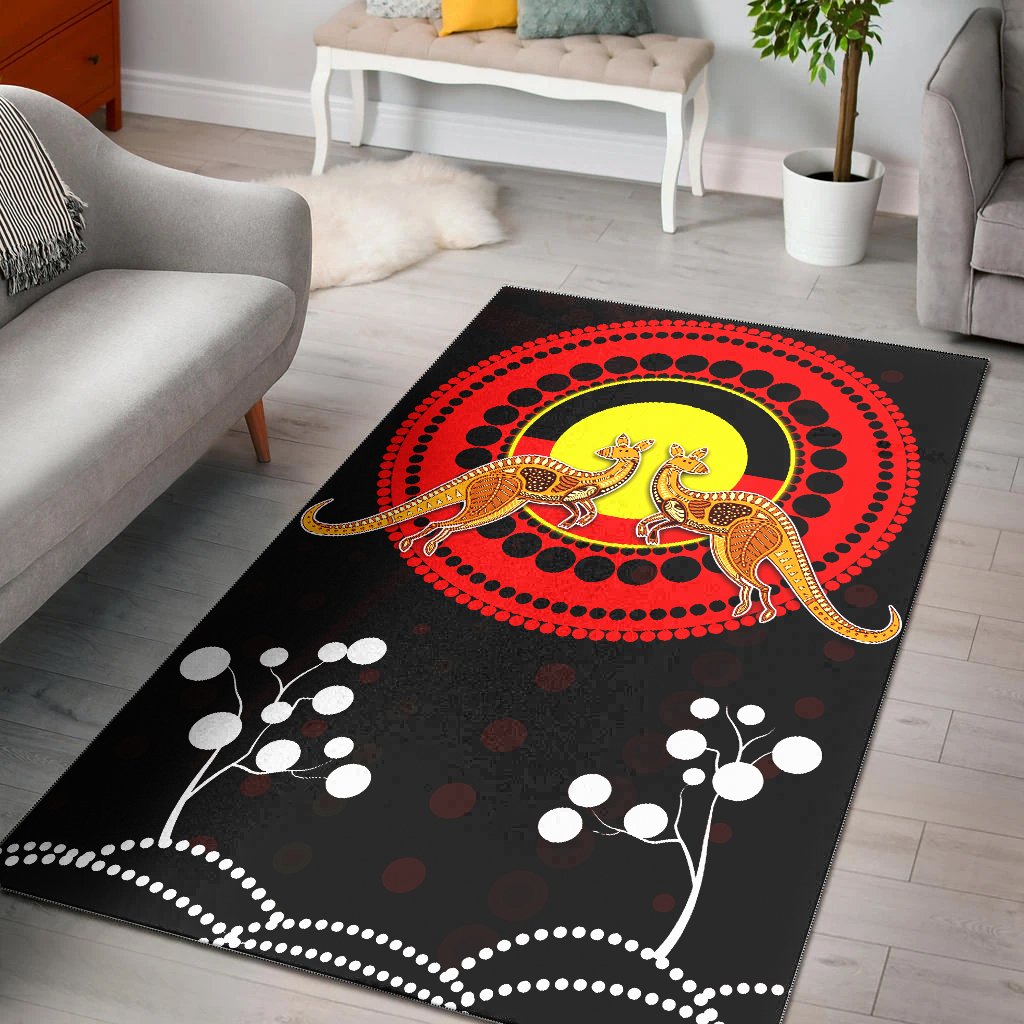 Aboriginal Area Rug - Kangaroo and Aboriginal flag - Vibe Hoodie Shop