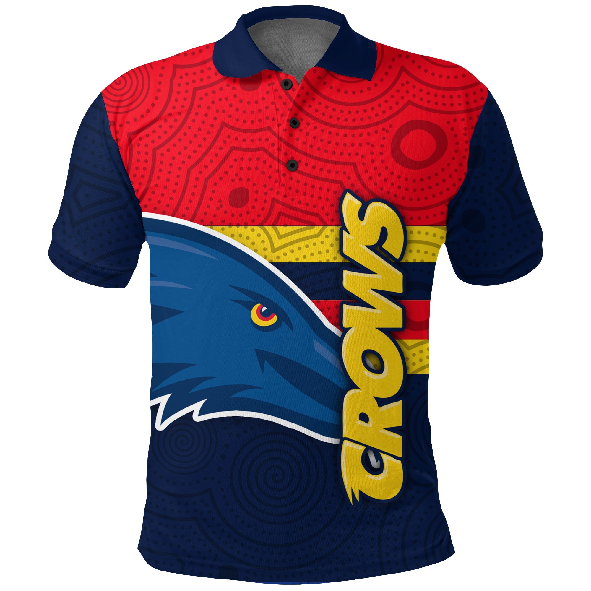 (Custom Personalised) Adelaide Crows Polo Shirt - Aboriginal Dot Painting - - Vibe Hoodie Shop