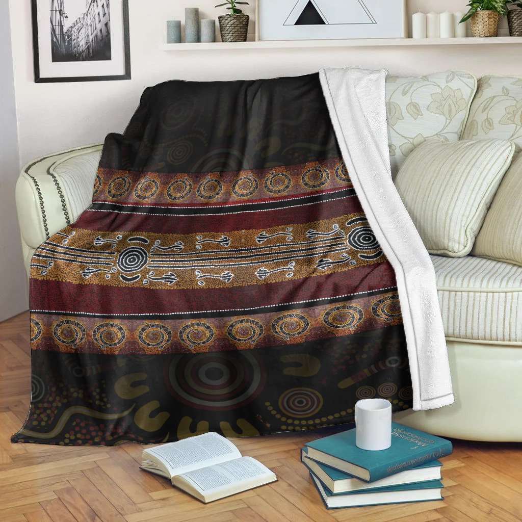 Blanket - Aboriginal Dot Panting Art Horizontal Lines - Vibe Hoodie Shop