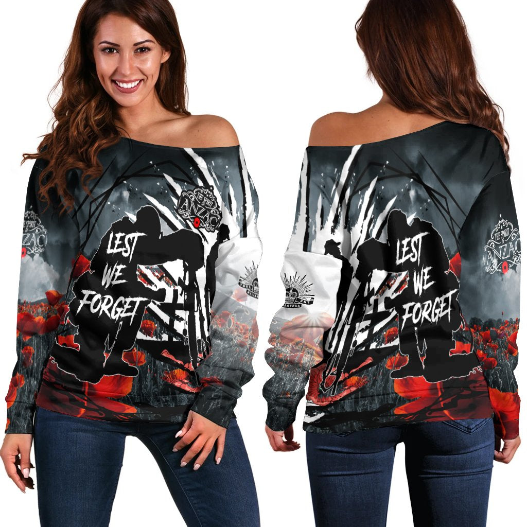 ANZAC Day Off Shoulder Sweater - The Spirit of ANZAC - Vibe Hoodie Shop