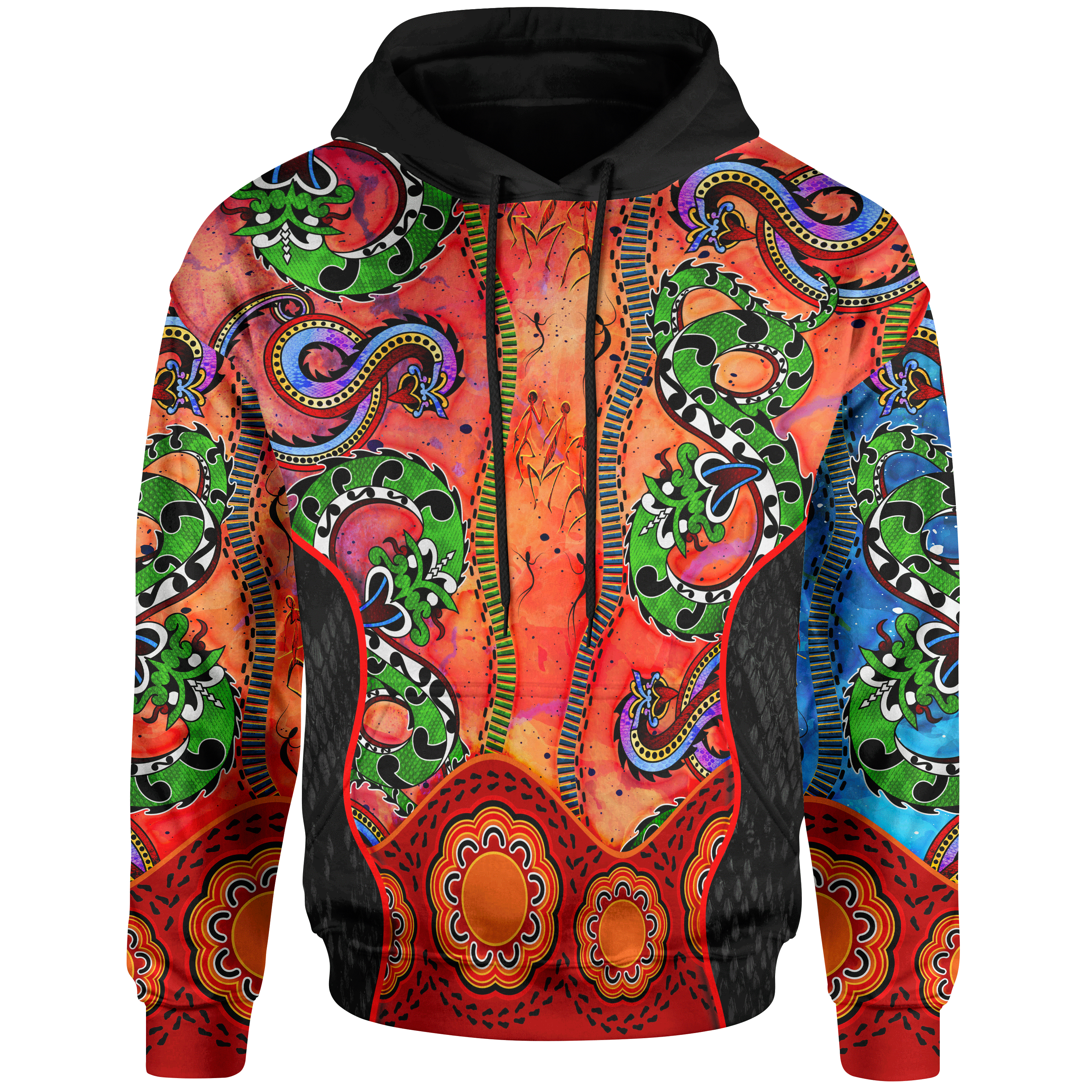 Aboriginal Hoodie - Aussie Indigenous Patterns Orange - Vibe Hoodie Shop