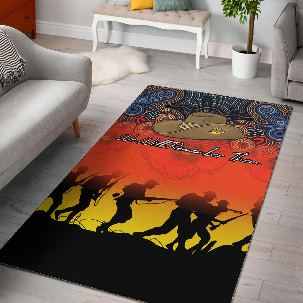 ANZAC Day Area Rug - Aboriginal Dot Painting Art - - Vibe Hoodie Shop