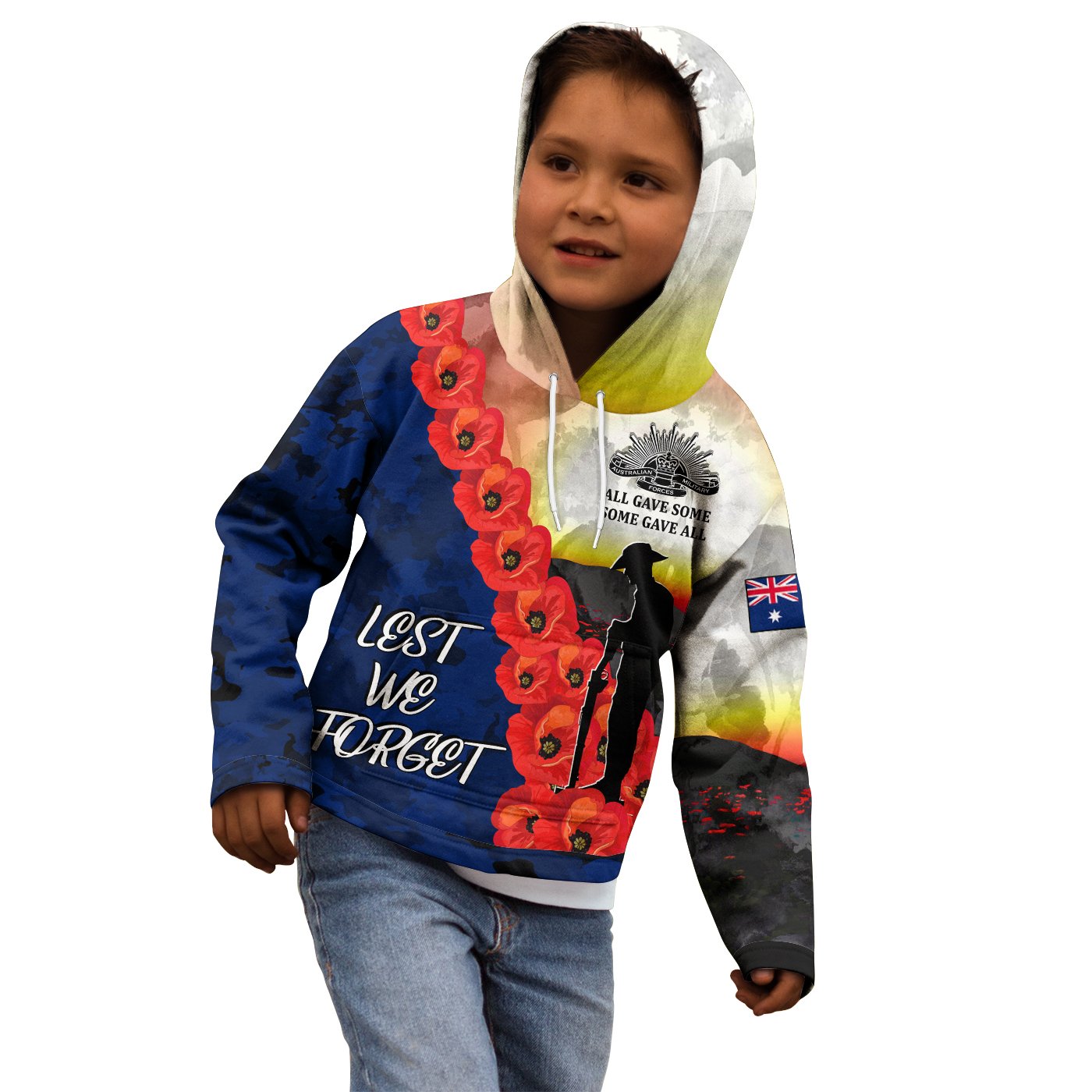ANZAC Lest We Forget Hoodie Kid - All Gave Some, Some Gave All - - Vibe Hoodie Shop