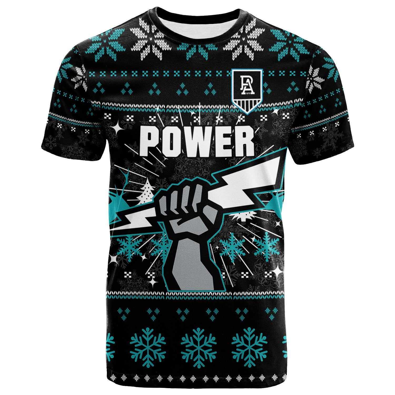 Port Adelaide T shirt - Christmas Ugly Style - - Vibe Hoodie Shop