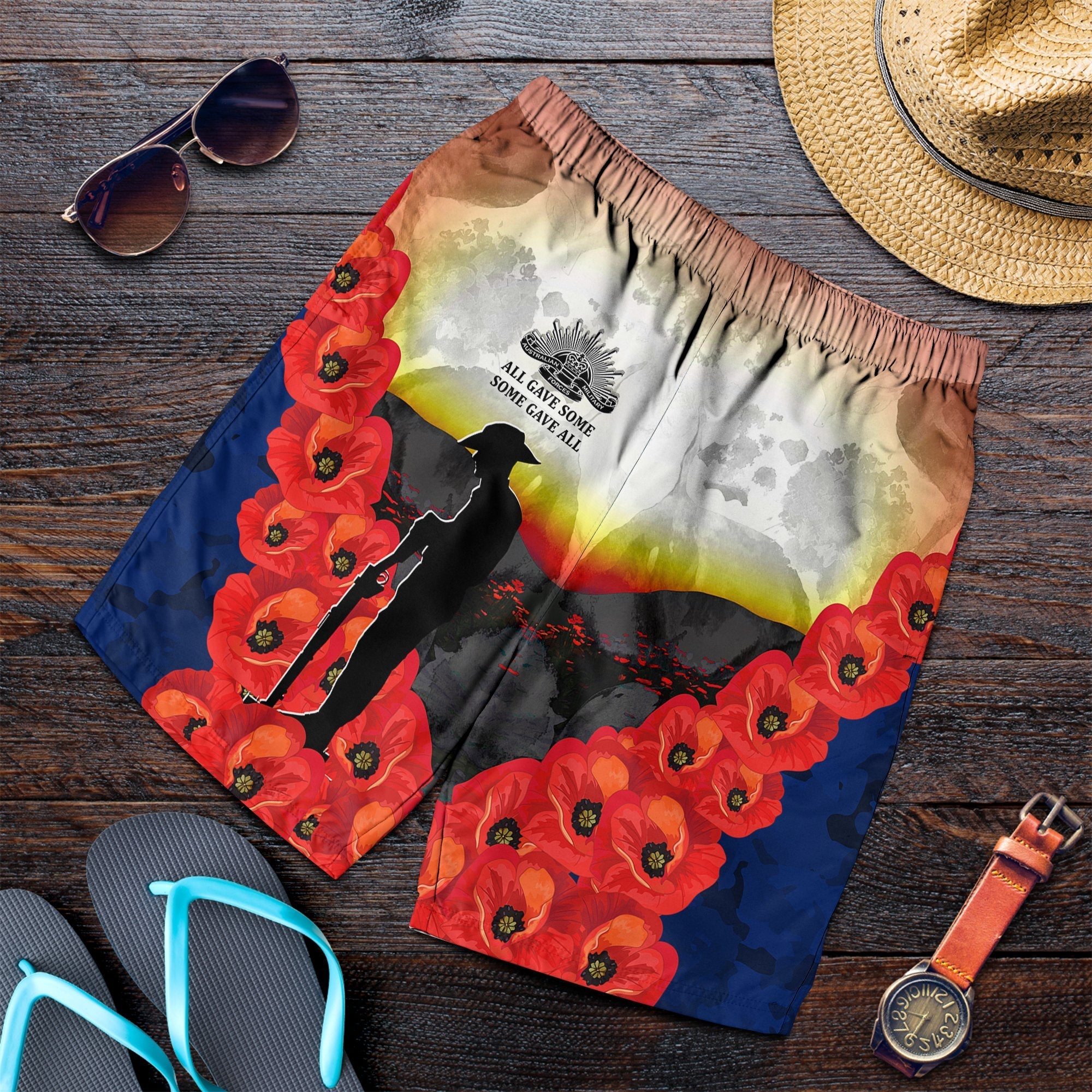 ANZAC Lest We Forget Men's Shorts - All Gave Some, Some Gave All - - Vibe Hoodie Shop