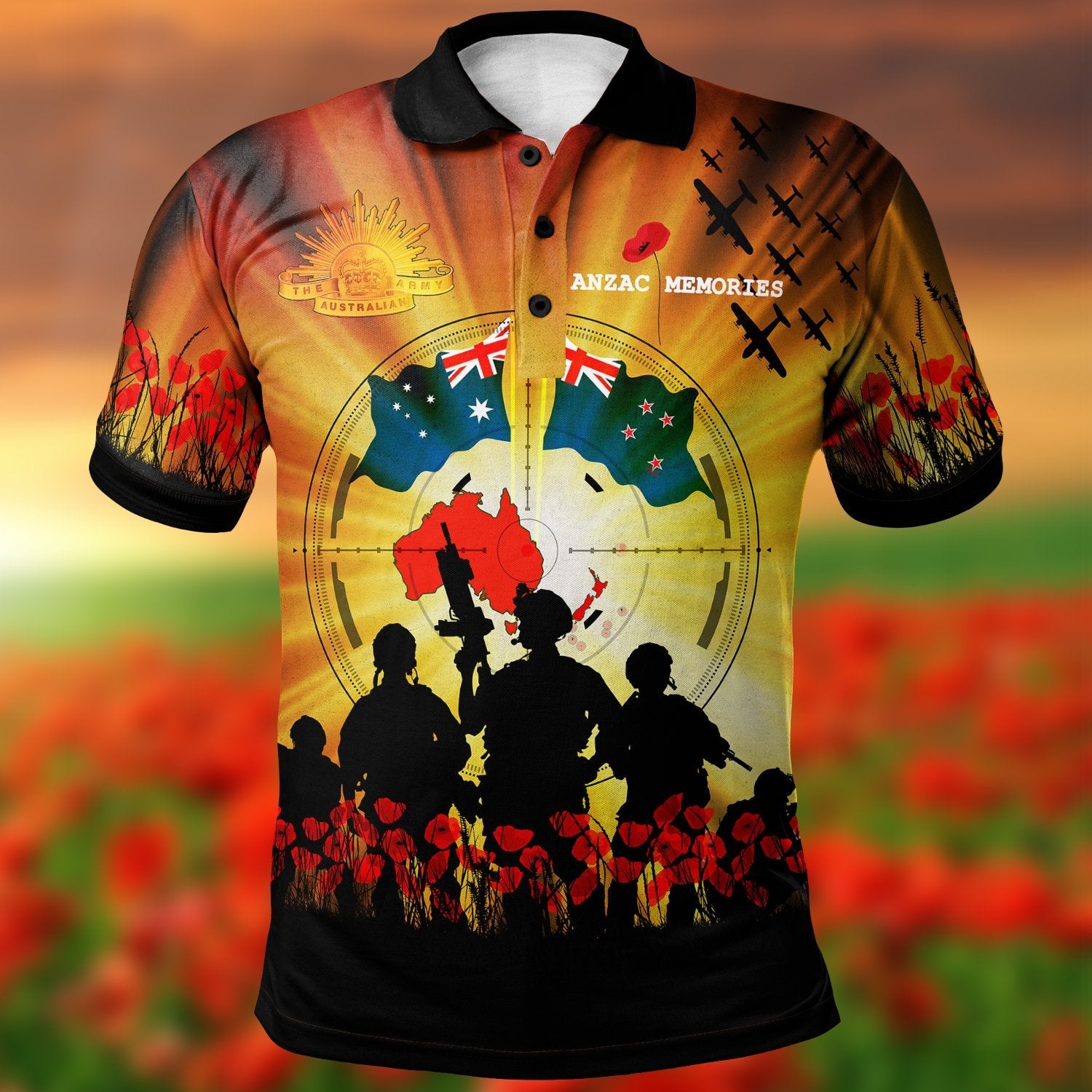 And New Zealand ANZAC Day Polo Shirt - ANZAC Memories - Vibe Hoodie Shop