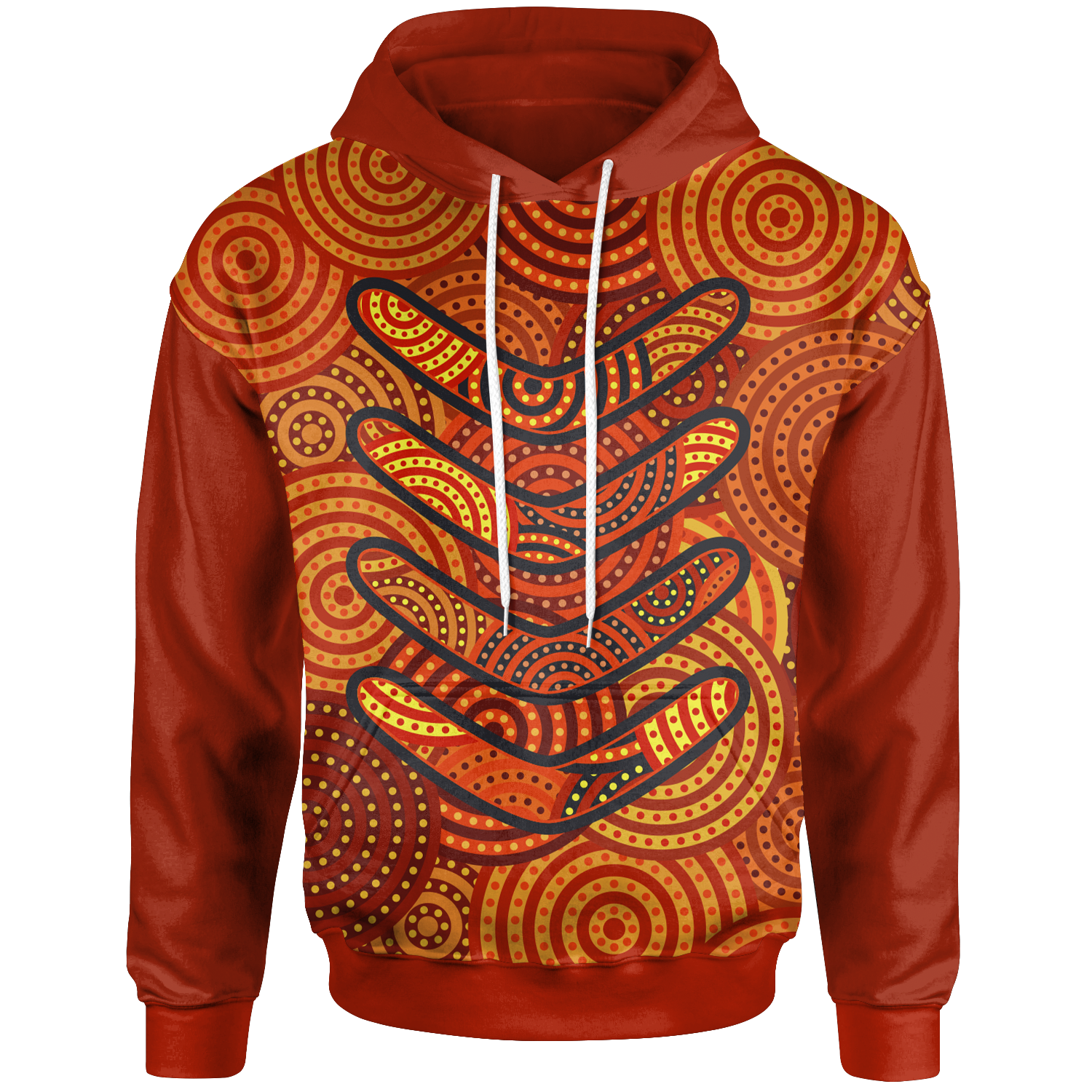 Aboriginal Hoodie - Aboriginal Boomerangs And Dot Circle - Vibe Hoodie Shop