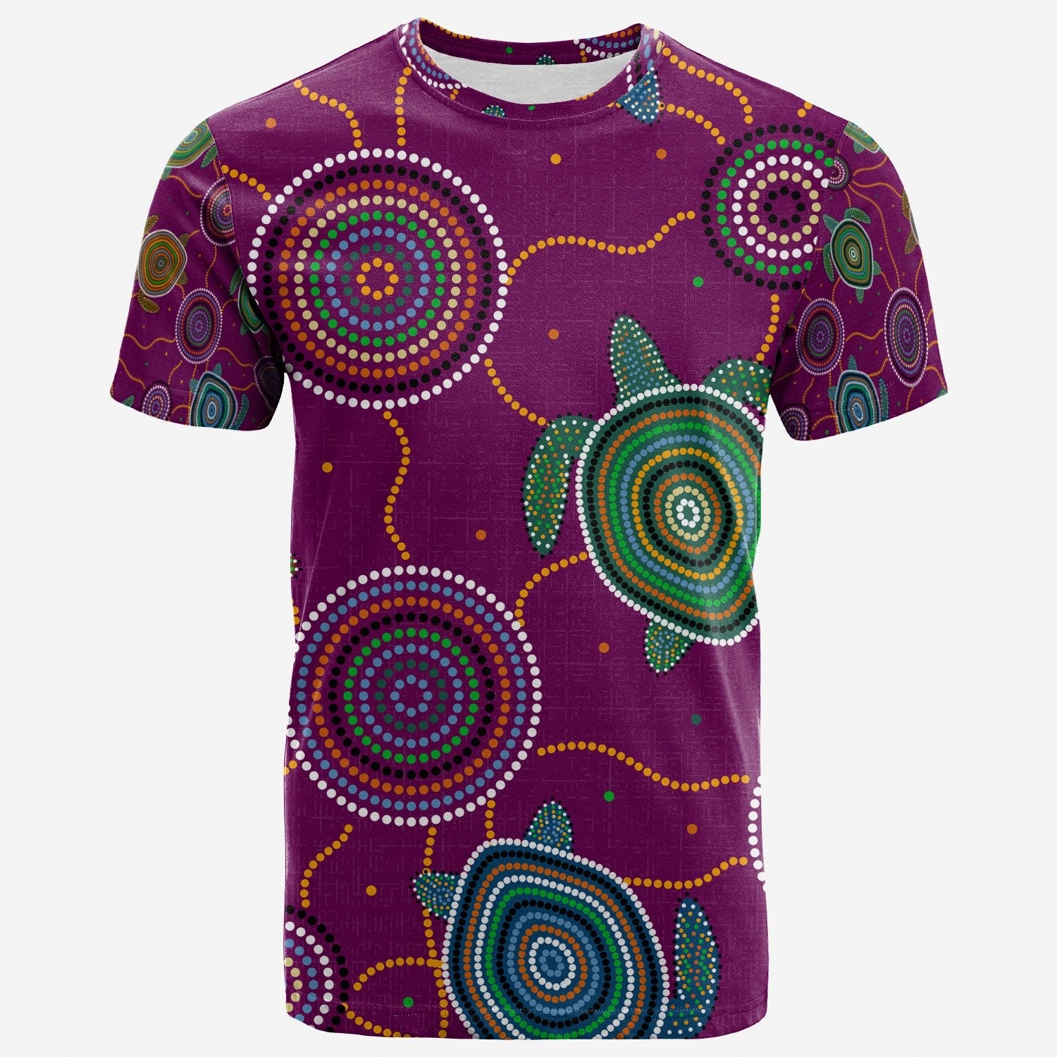 Australia T shirt - Purple Turtle Aboriginal Dot Patterns - Vibe Hoodie Shop