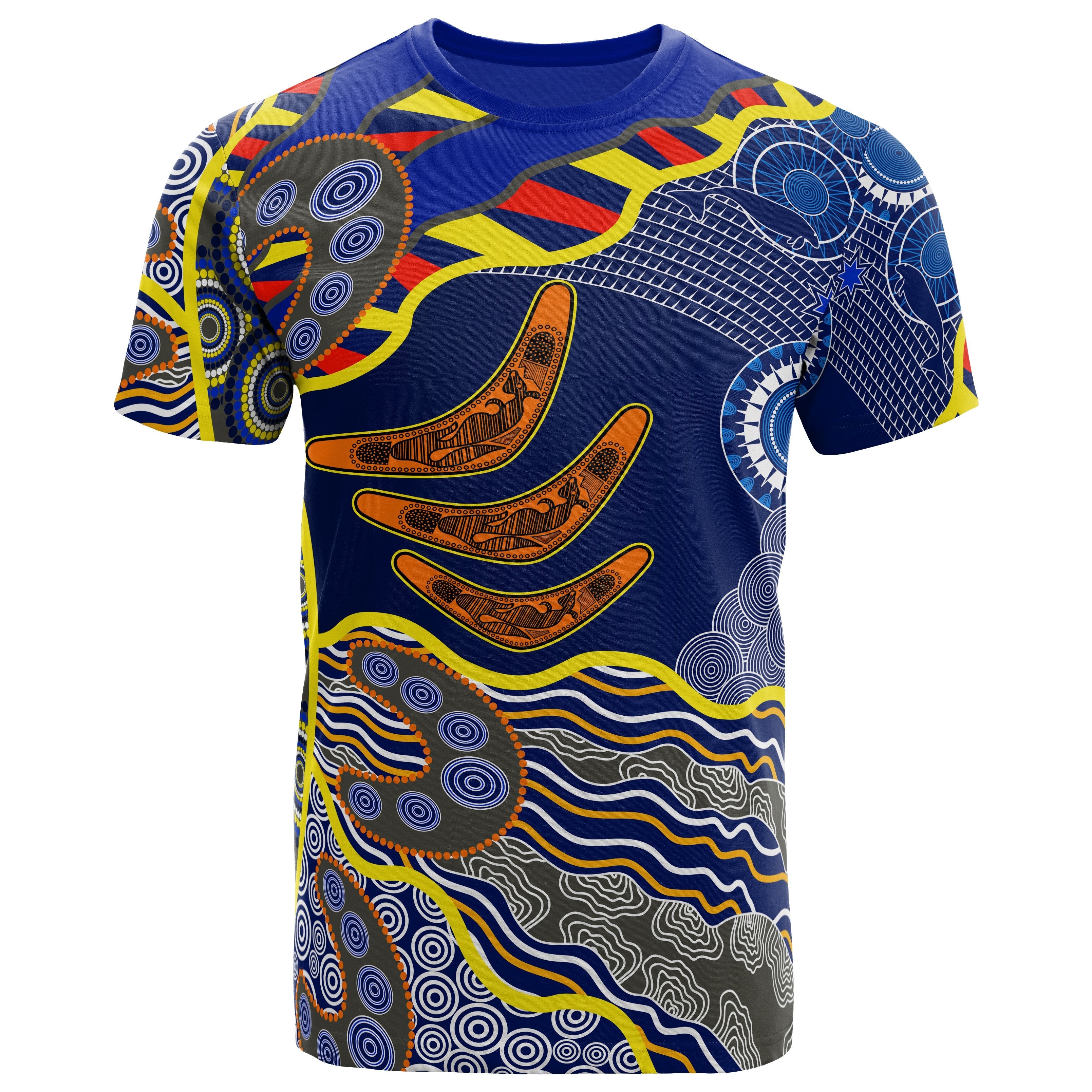 Aboriginal T shirt, Australian Boomerang Dot Painting Art - Vibe Hoodie Shop