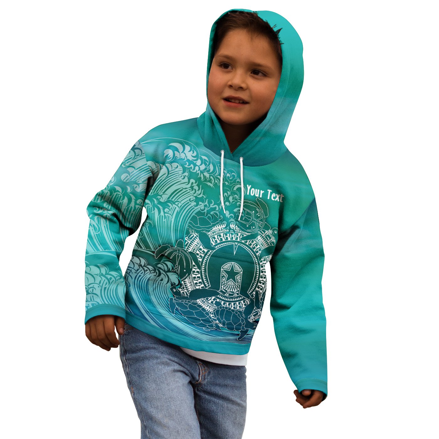 Custom Aboriginal Hoodie Kids, Torres Strait Islands in Wave - Vibe Hoodie Shop