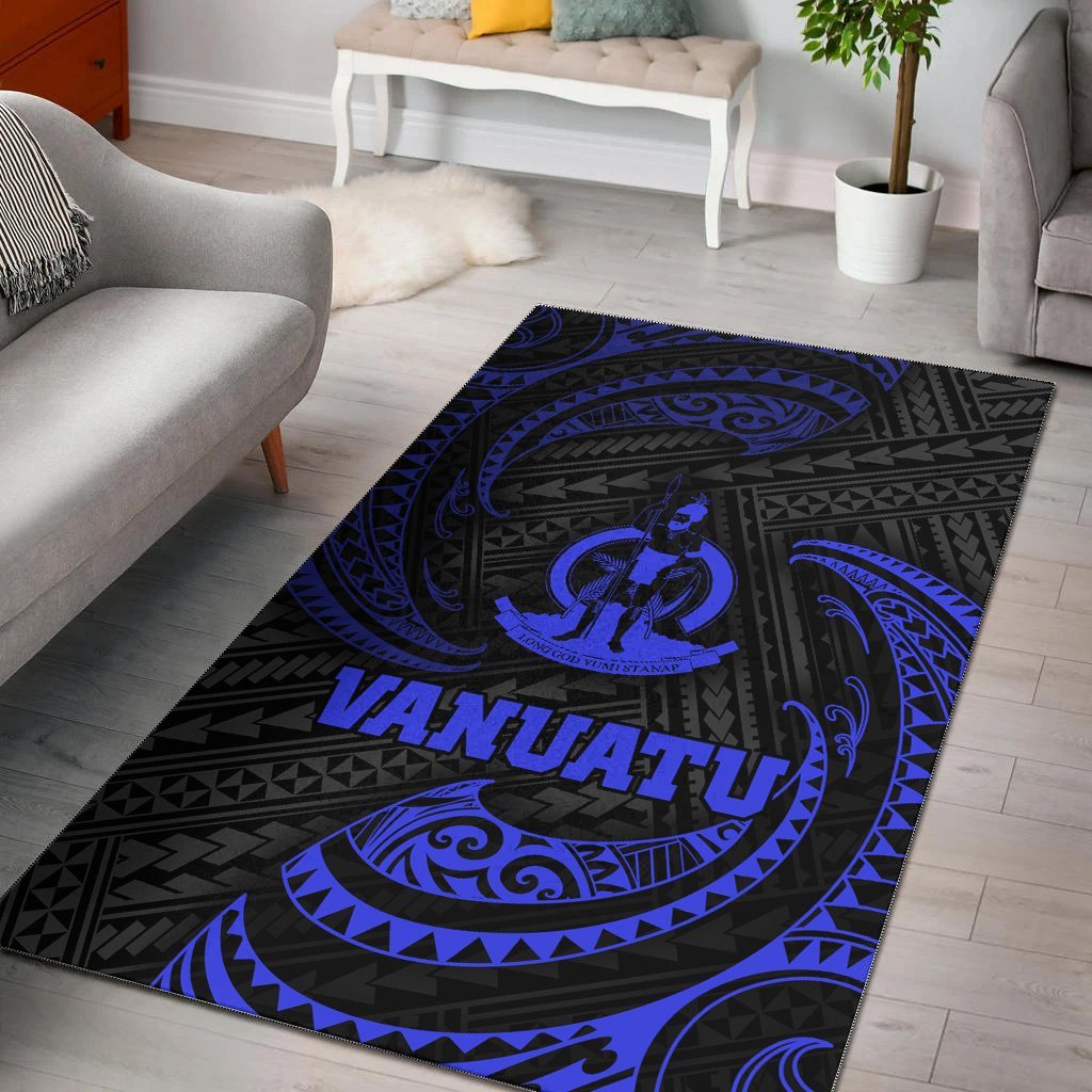 Vanuatu Polynesian Area Rug - Blue Tribal Wave - Vibe Hoodie Shop