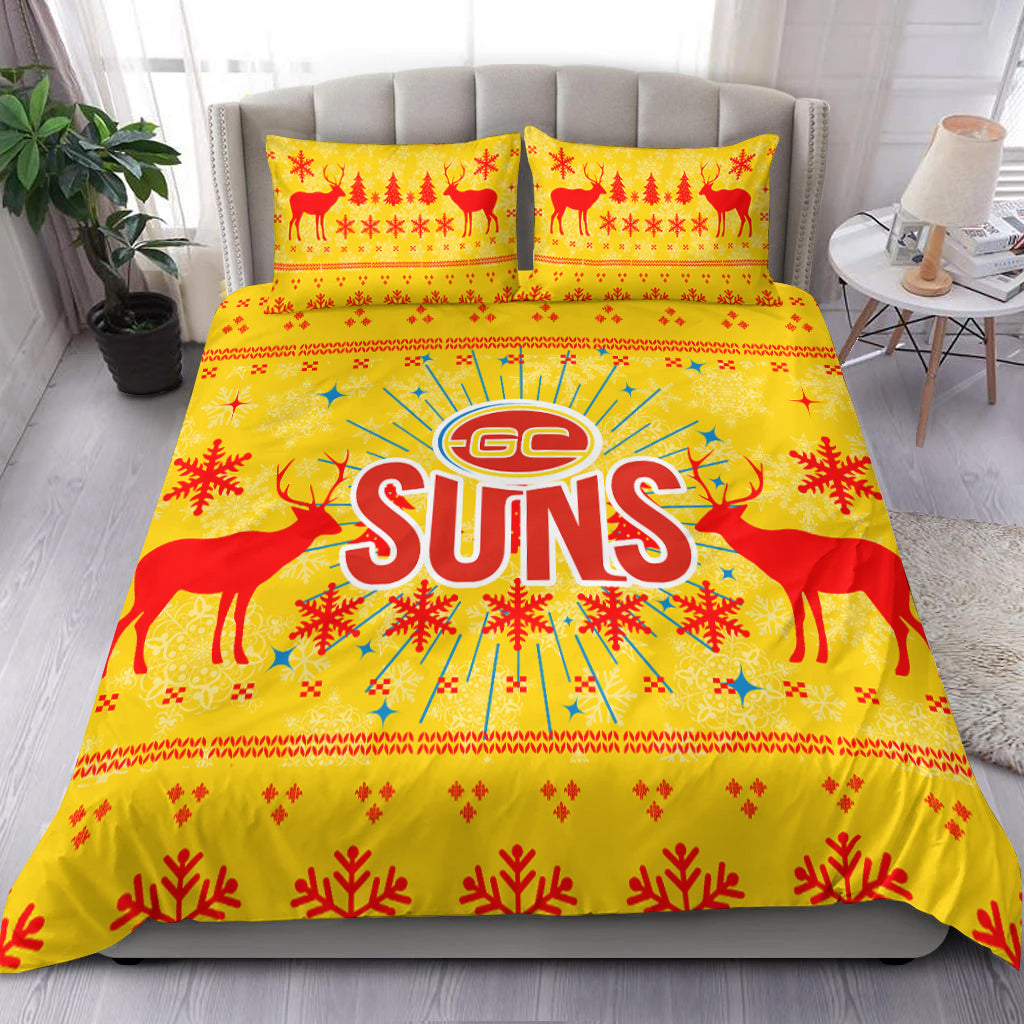 Gold Coast Suns Bedding Set - Christmas Ugly Style - - Vibe Hoodie Shop