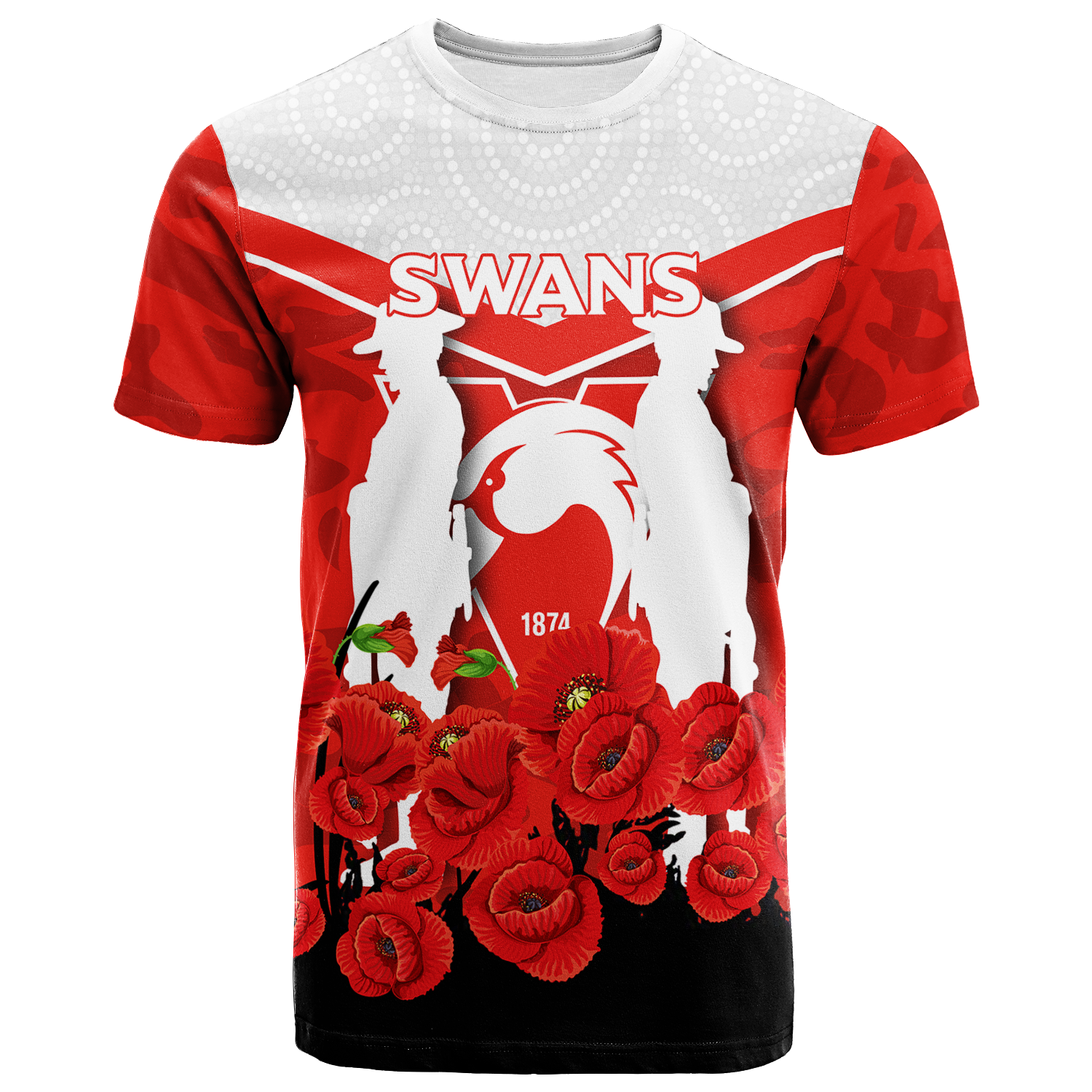 Sydney Swans ANZAC Day Indigenous Art T shirt - - Vibe Hoodie Shop