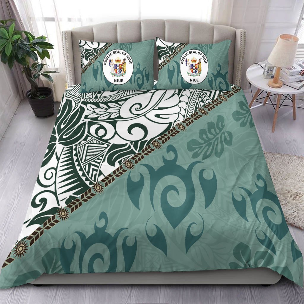 Niue Bedding Set - Leaves And Turtles - Vibe Hoodie Shop