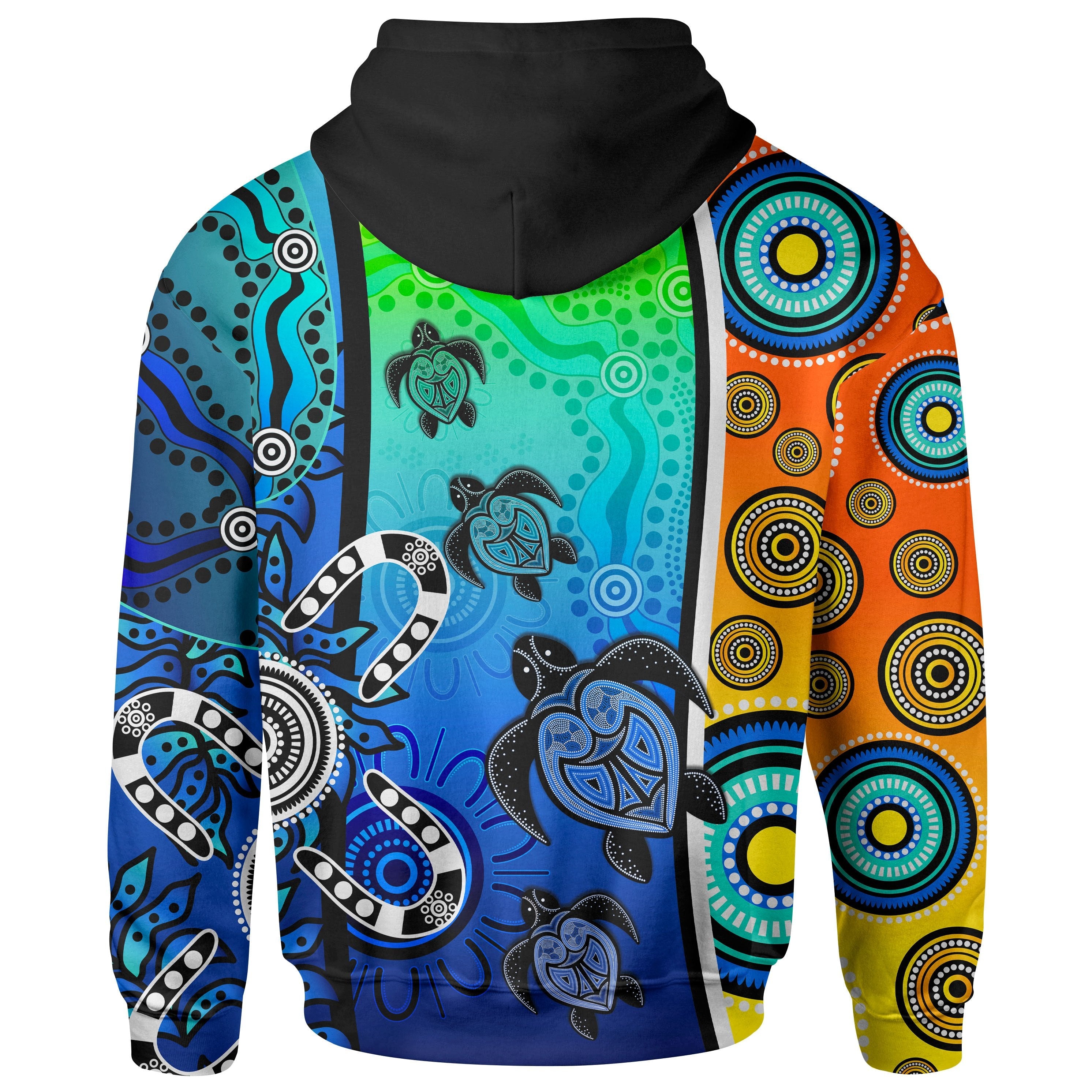 Aboriginal Hoodie - Indigenous Turtle Dot Painting Art - Vibe Hoodie Shop