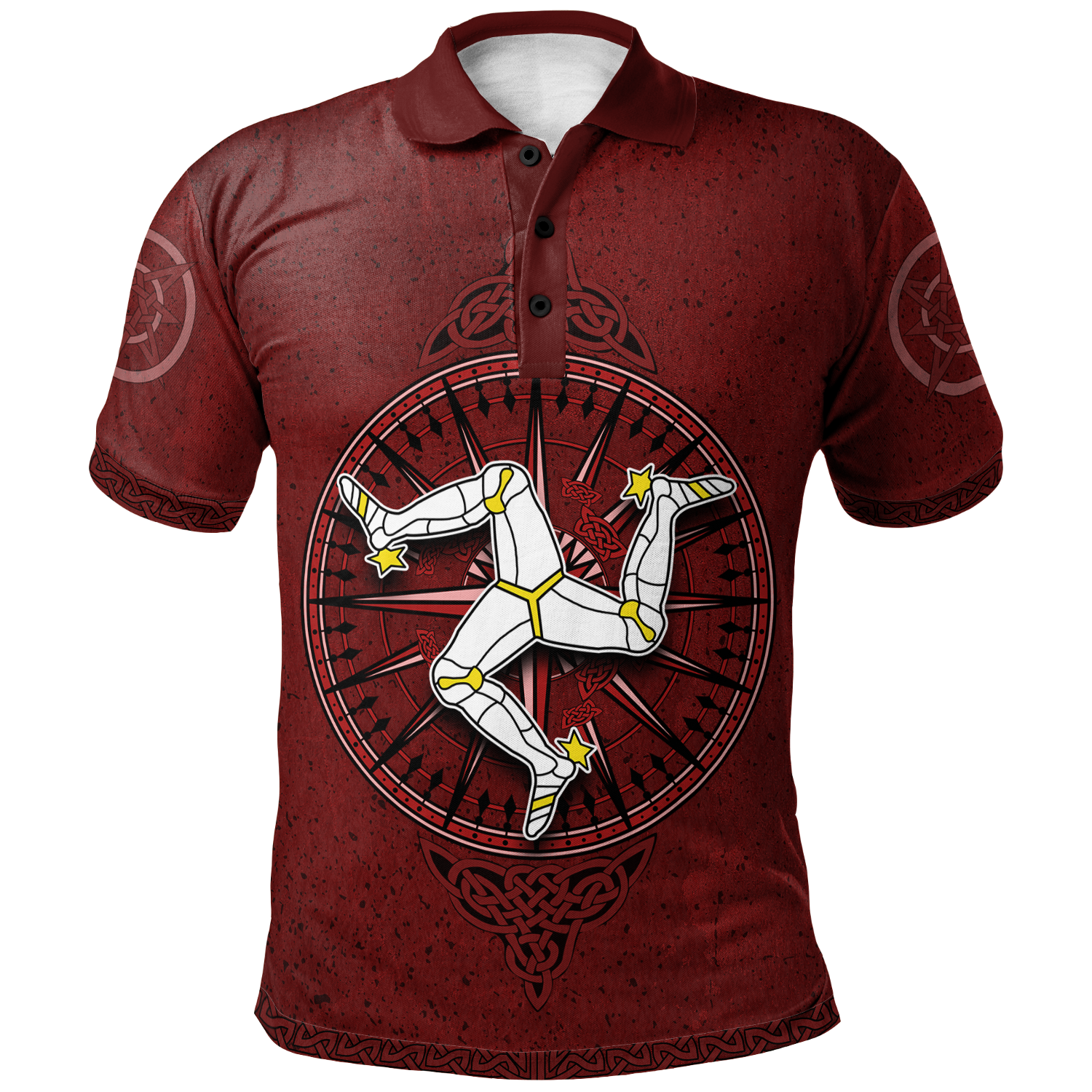 Isle Of Man Celtic Polo Shirts - Celtic Compass With Manx Triskelion - Vibe Hoodie Shop