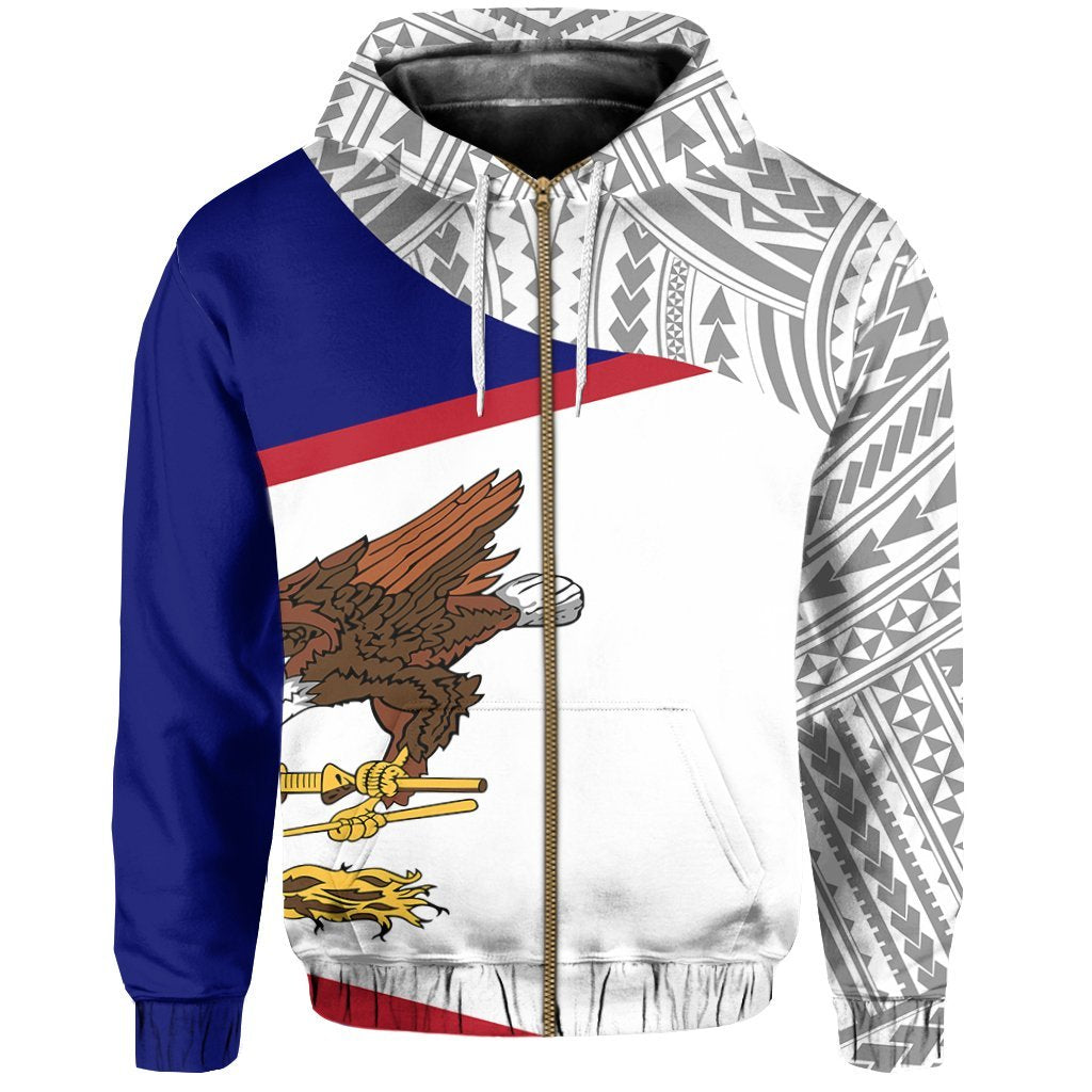 American Samoa Flag Curve Concept Allover Zip Hoodie - Vibe Hoodie Shop