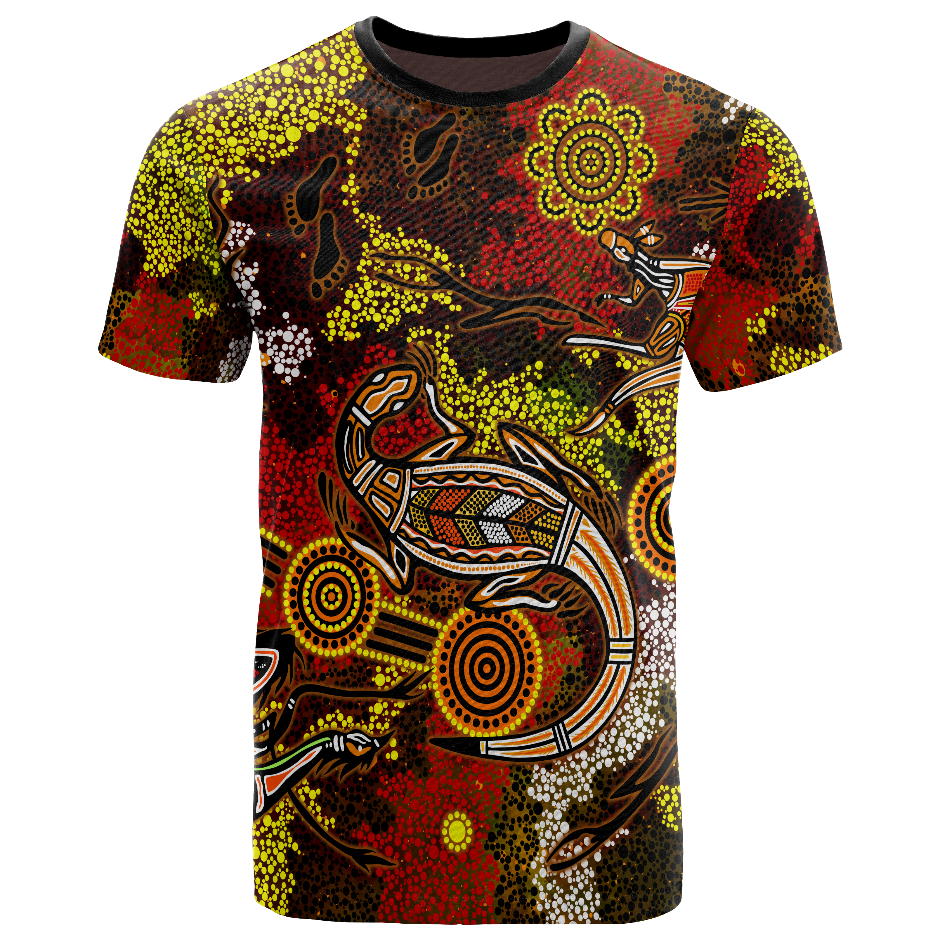 Aboriginal T shirts, Kangaroo and Lizard Dot Painting Art - Vibe Hoodie Shop