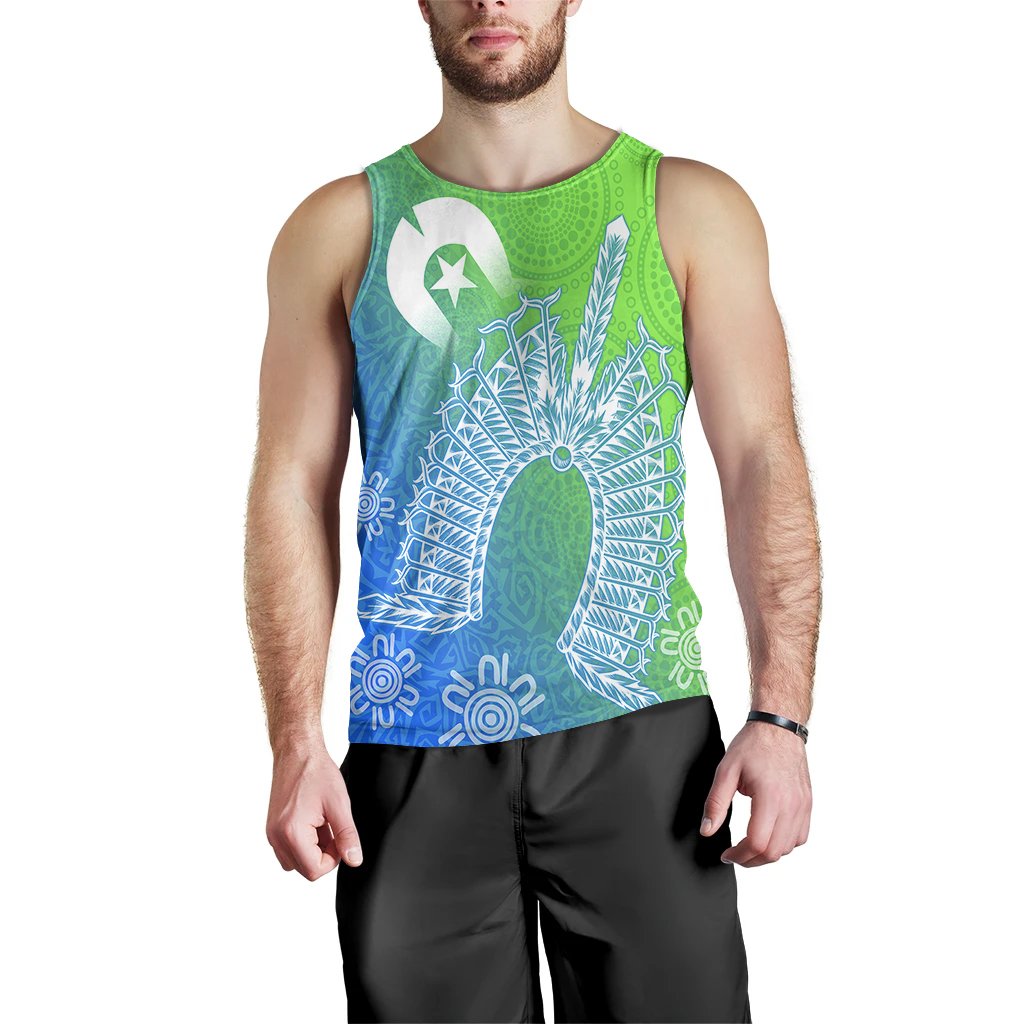 Torres Strait Islanders Men's Tank Top - Dhari Mask Ocean Style - Vibe Hoodie Shop