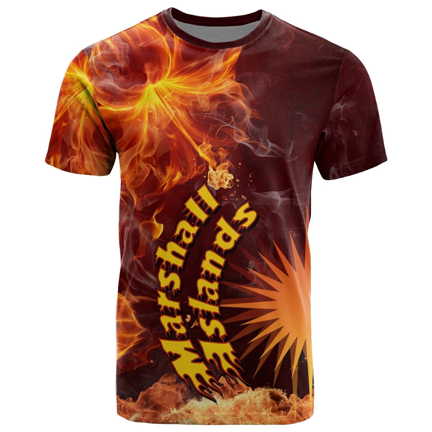 Marshall Islands Polynesian T - Shirt - Fire Hibiscus - Vibe Hoodie Shop