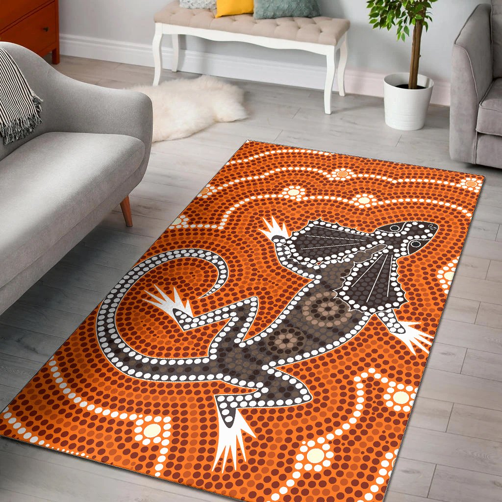 Aboriginal Area Rug - Dreamtime Lizard Aboriginal Style - Vibe Hoodie Shop