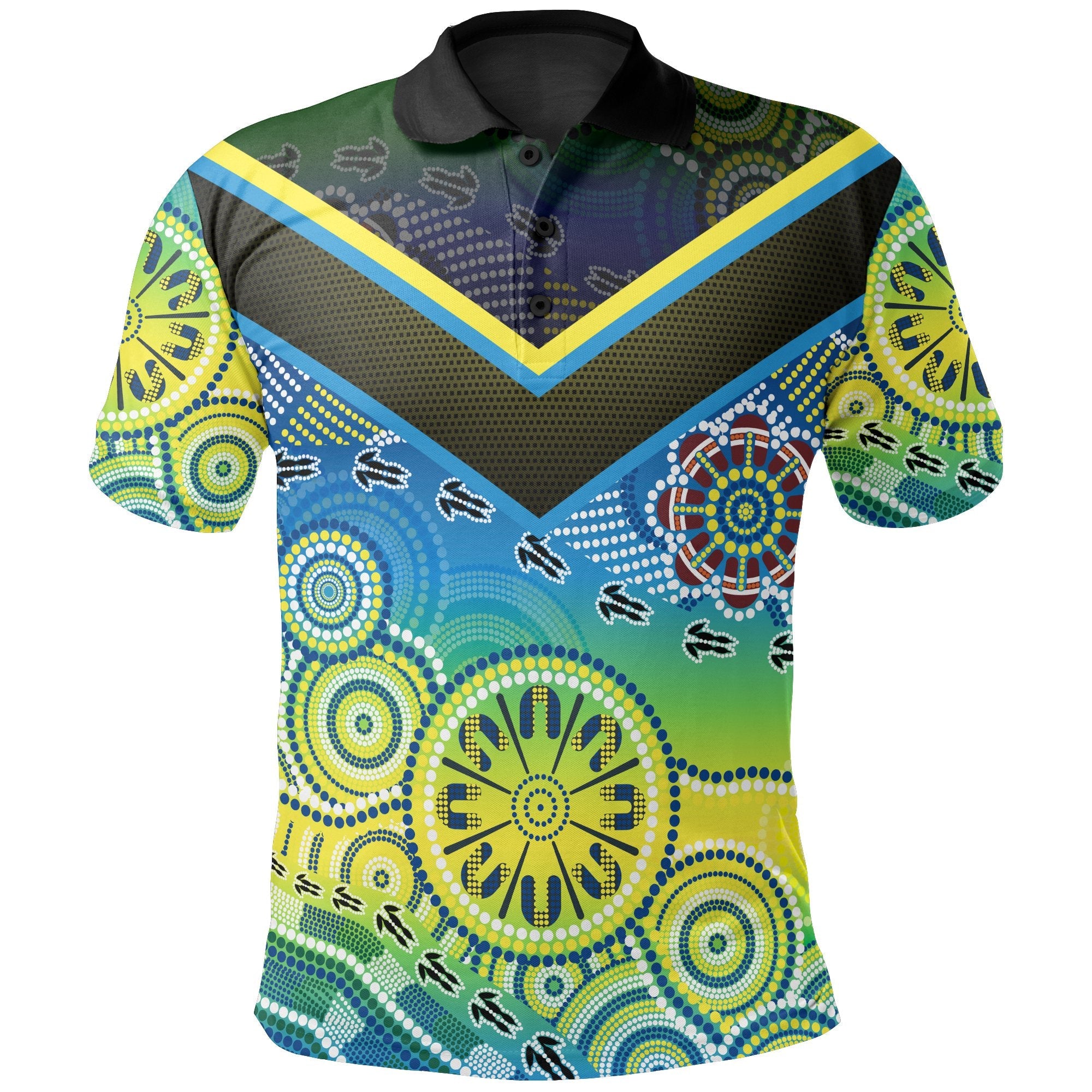 Aboriginal Polo Shirts - Dot Painting Indigenous Circle Patterns - Vibe Hoodie Shop