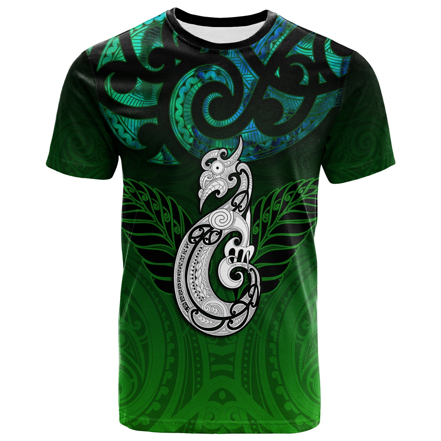 New Zealand Maori T shirt - Paua Shell Green - - Vibe Hoodie Shop