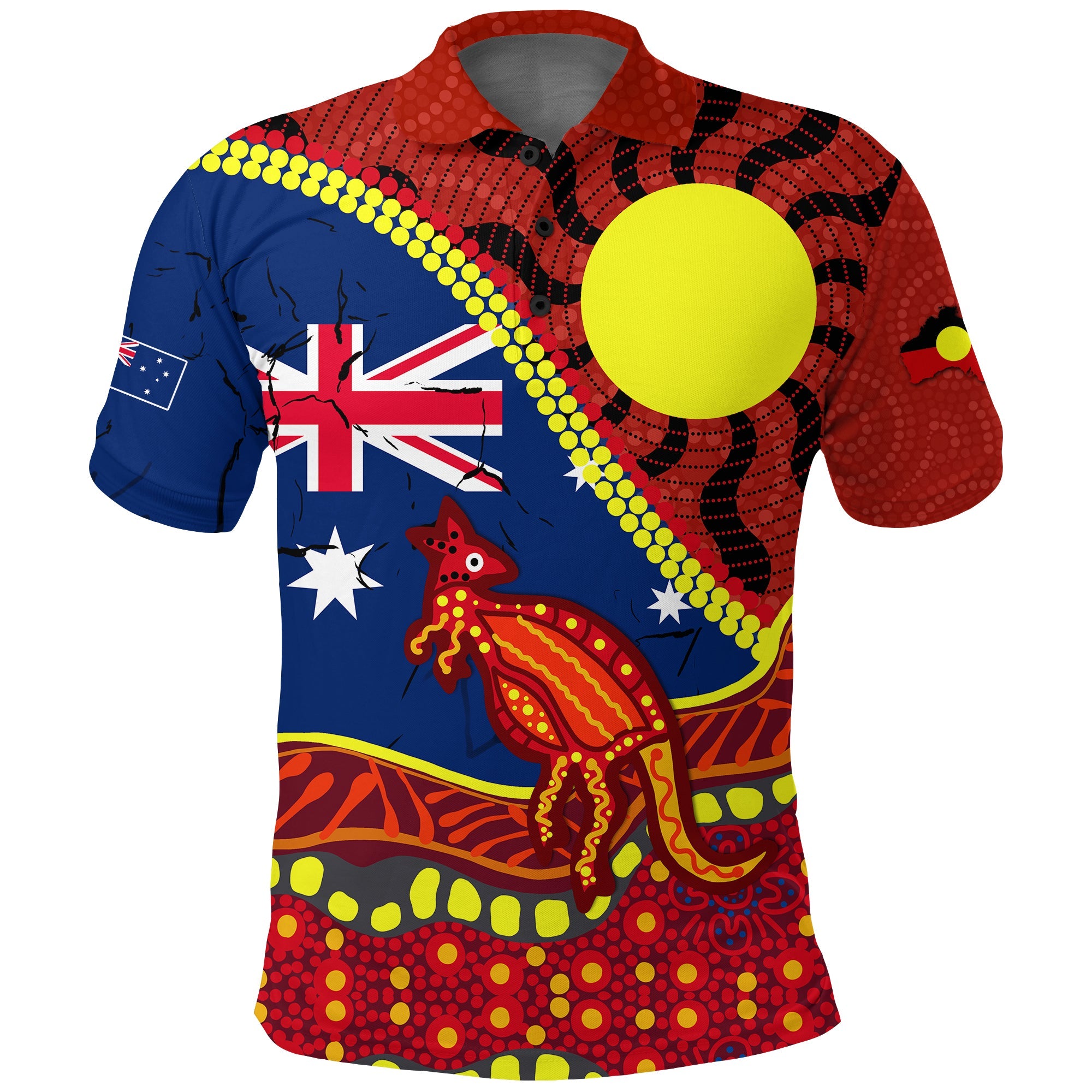 Australia Day Indigenous Art Polo Shirt - - Vibe Hoodie Shop