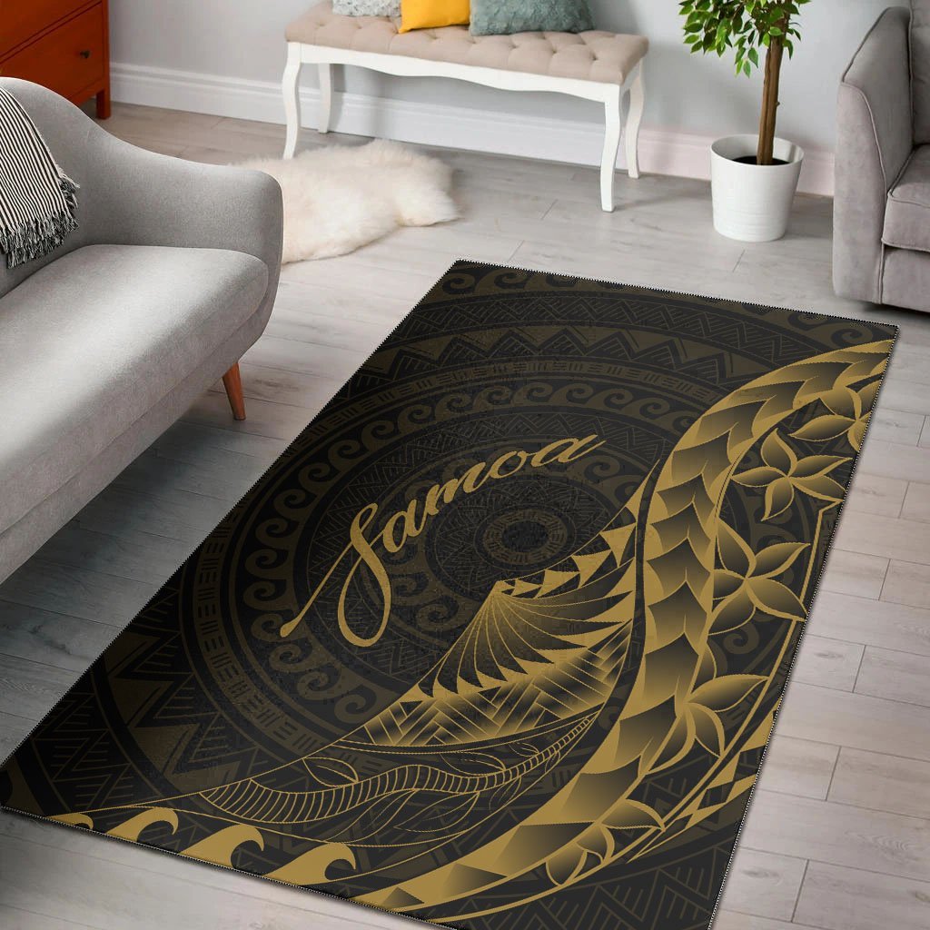 Samoa Area Rug - Polynesian Pattern Style Gold Color - Vibe Hoodie Shop