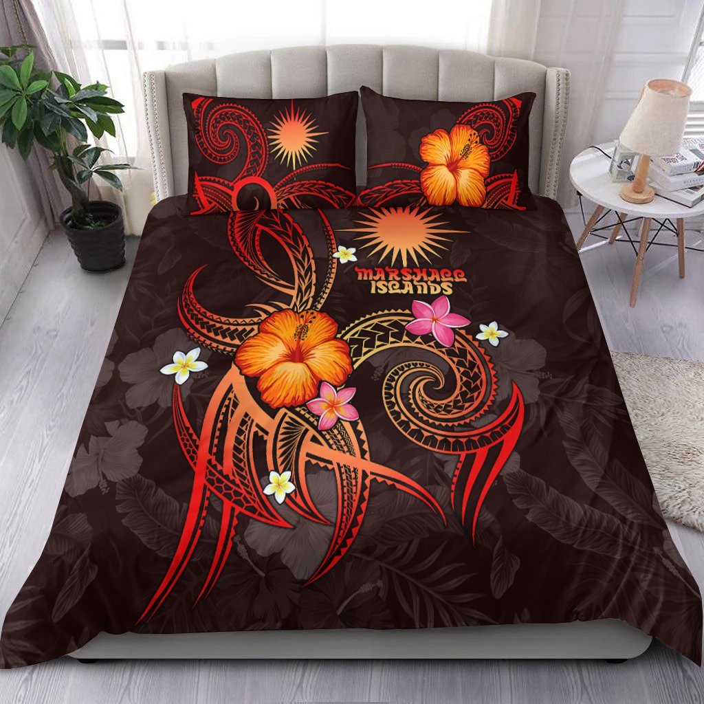 Marshall Islands Polynesian Bedding Set - Legend of Marshall Islands (Red) - Vibe Hoodie Shop