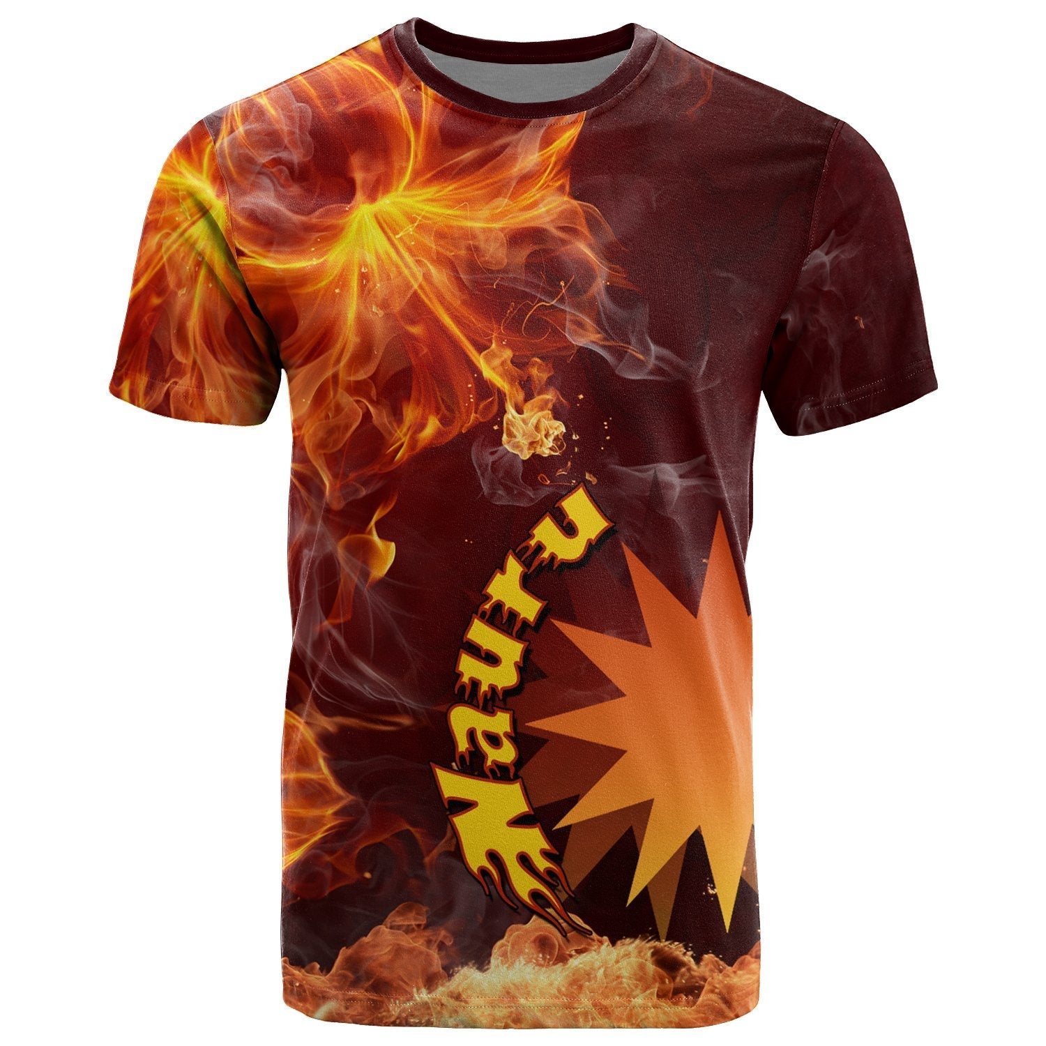 Nauru Polynesian T - Shirt - Fire Hibiscus - Vibe Hoodie Shop