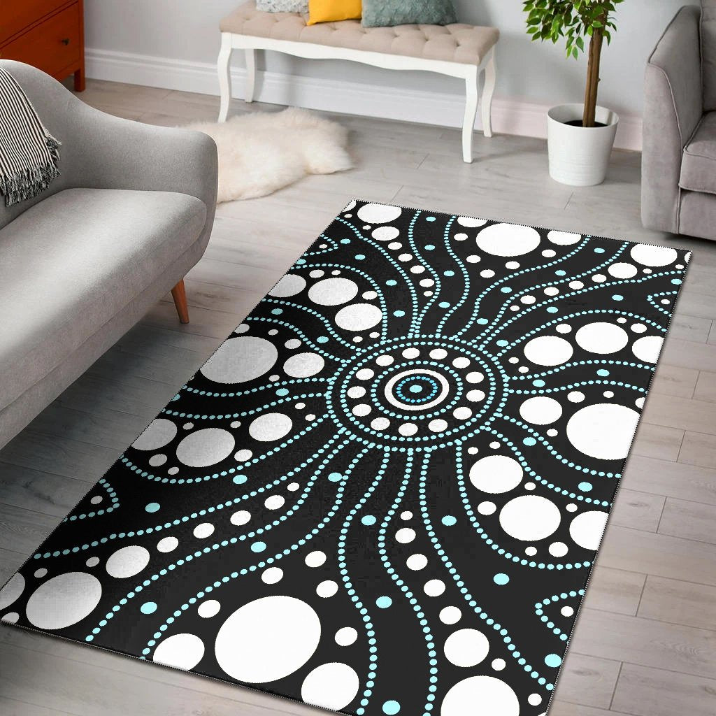 Aboriginal Area Rug - Dreamtime White Dot Painting Aboriginal Style - Vibe Hoodie Shop