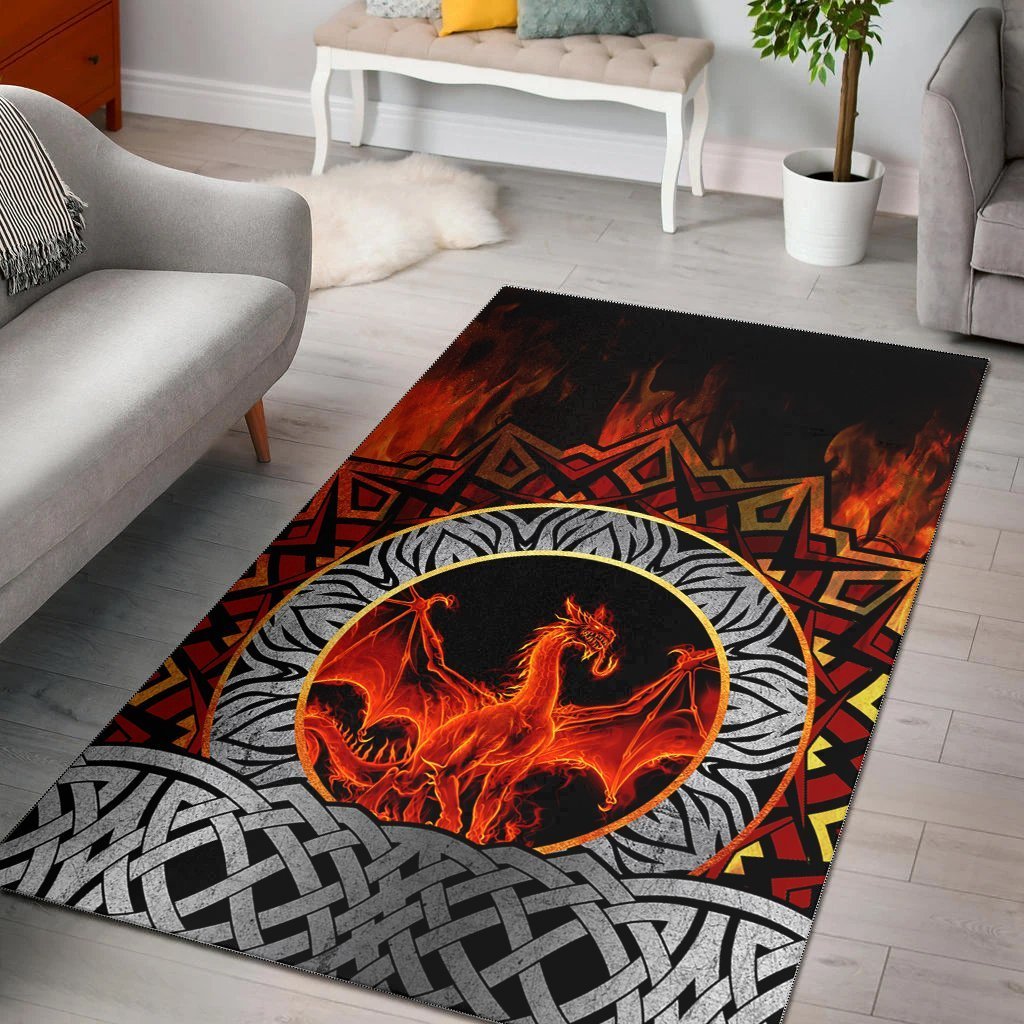 Celtic Dragon Area Rug - Fire Dragon - Vibe Hoodie Shop