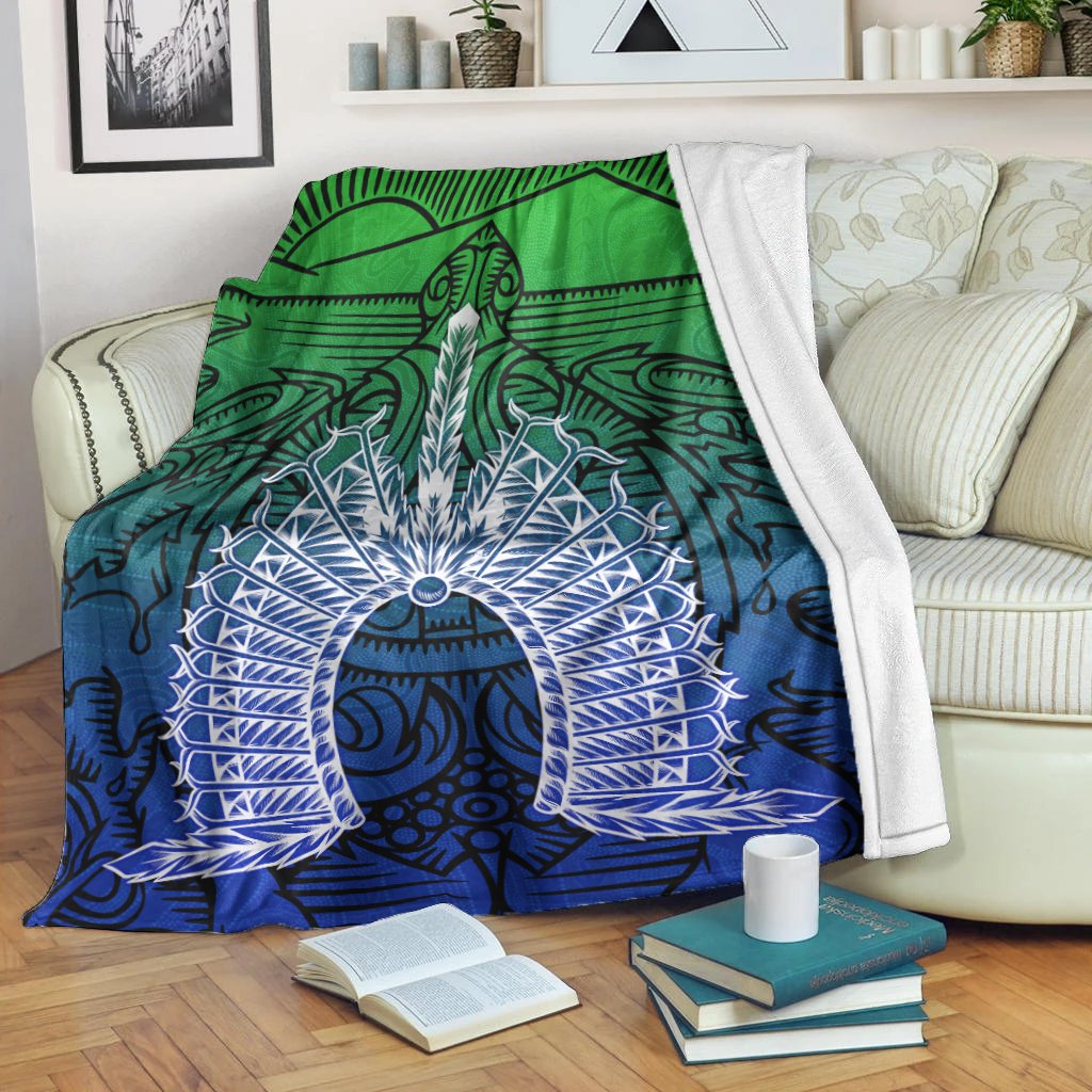 Torres Strait Islanders Premium Blanket - Turtle and Dhari Mask - Vibe Hoodie Shop