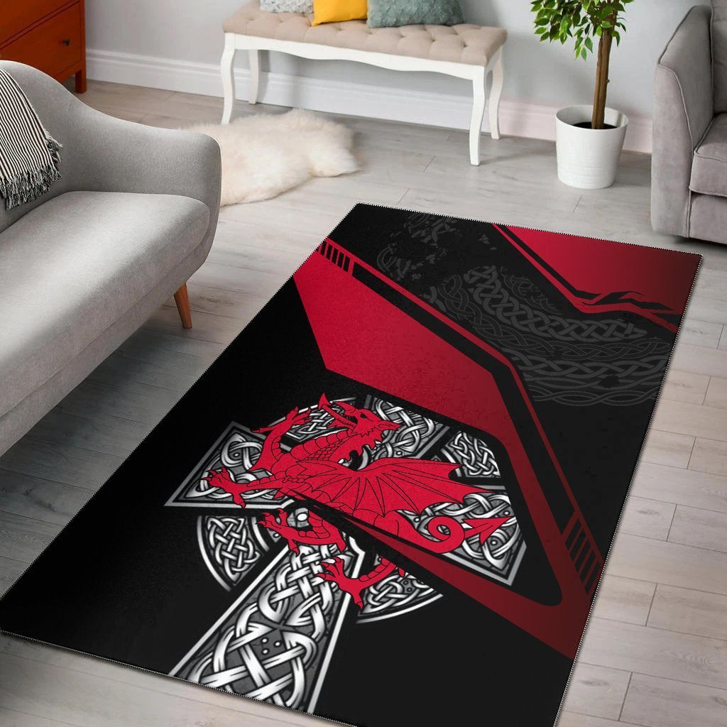 Wales Celtic Area Rug - Celtic Cross and Welsh - Vibe Hoodie Shop