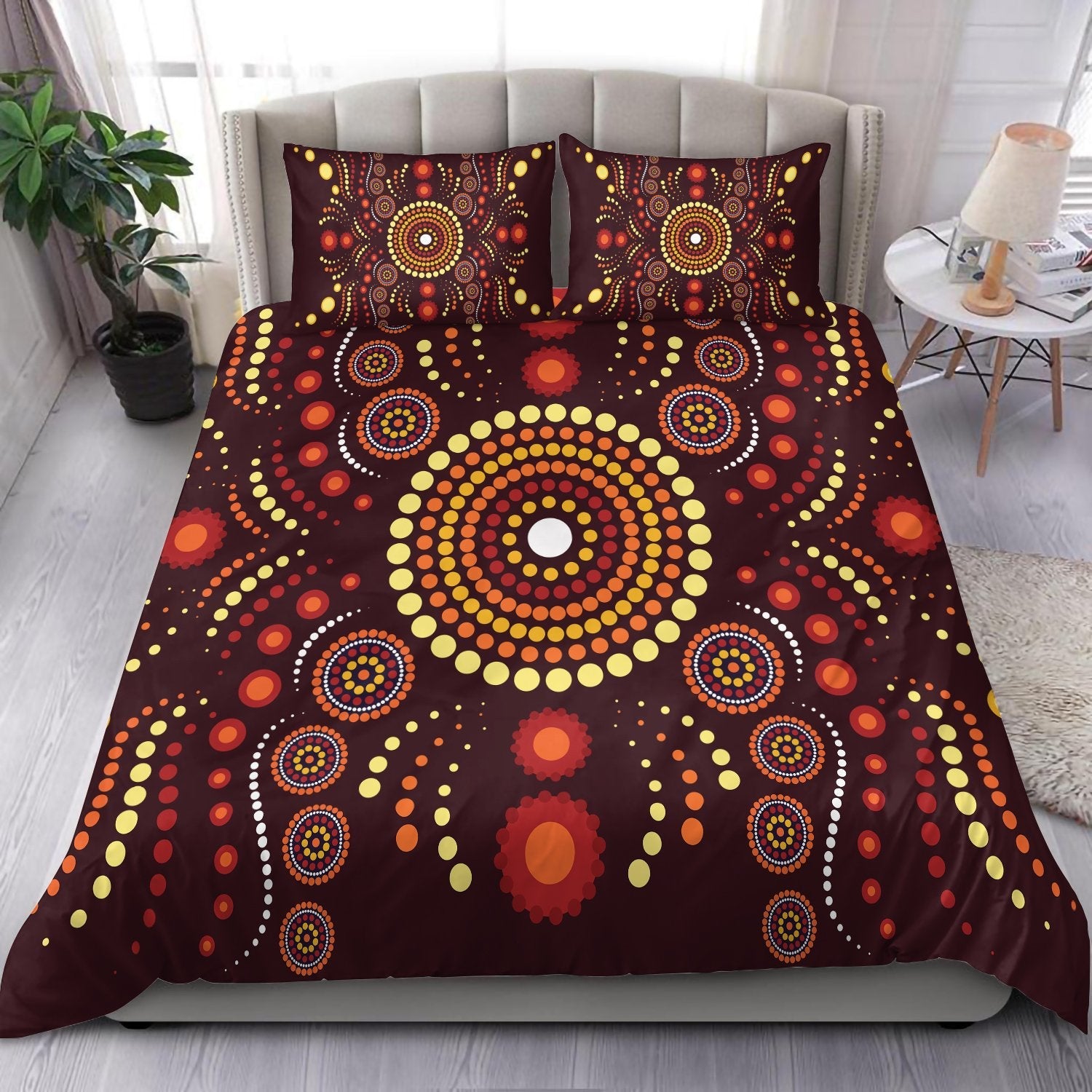 Aboriginal Bedding Set - Indegenous Dot Painting Art - Vibe Hoodie Shop