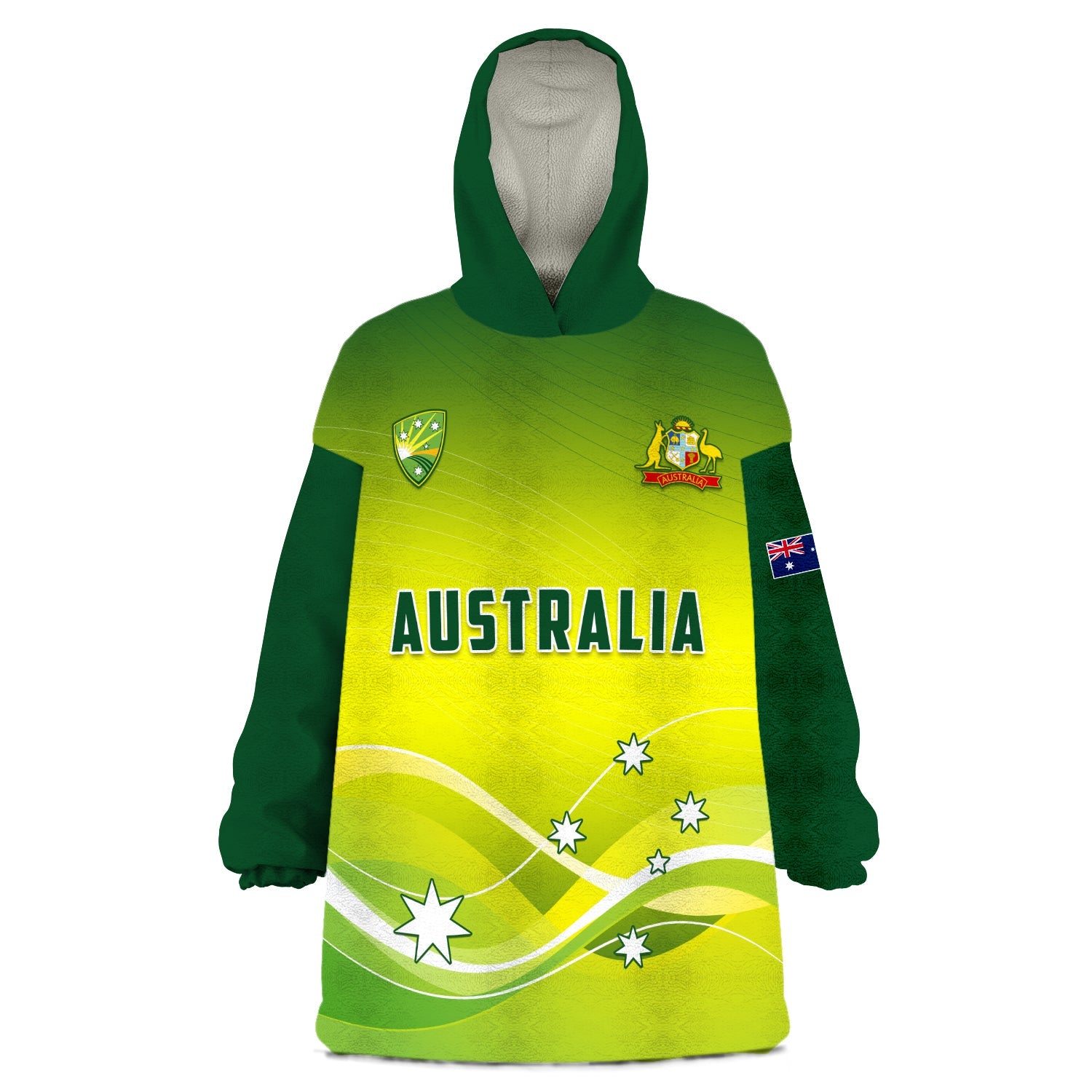 (Custom Text and Number) Cricket Australia Wearable Blanket Hoodie Simple Style - Vibe Hoodie Shop