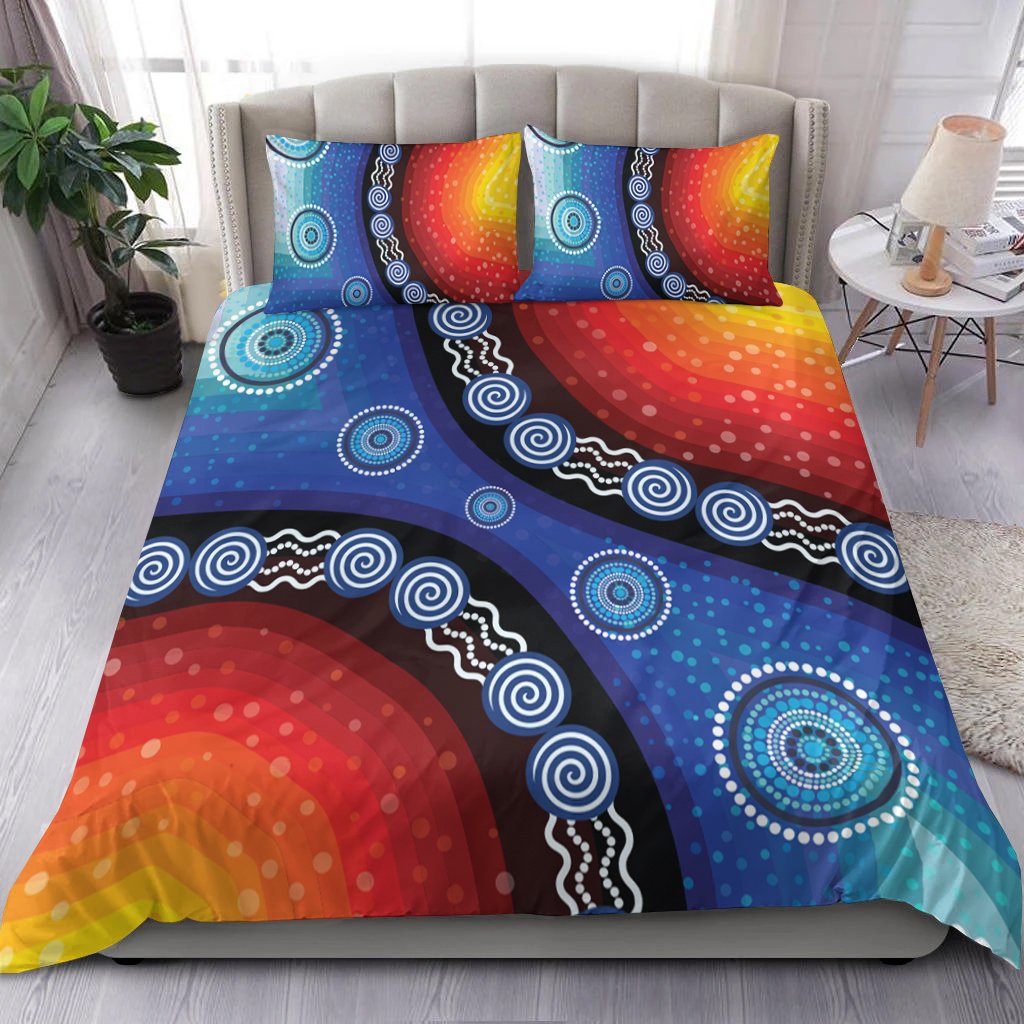 Bedding Set - Aboriginal Color Dot Painting - Vibe Hoodie Shop