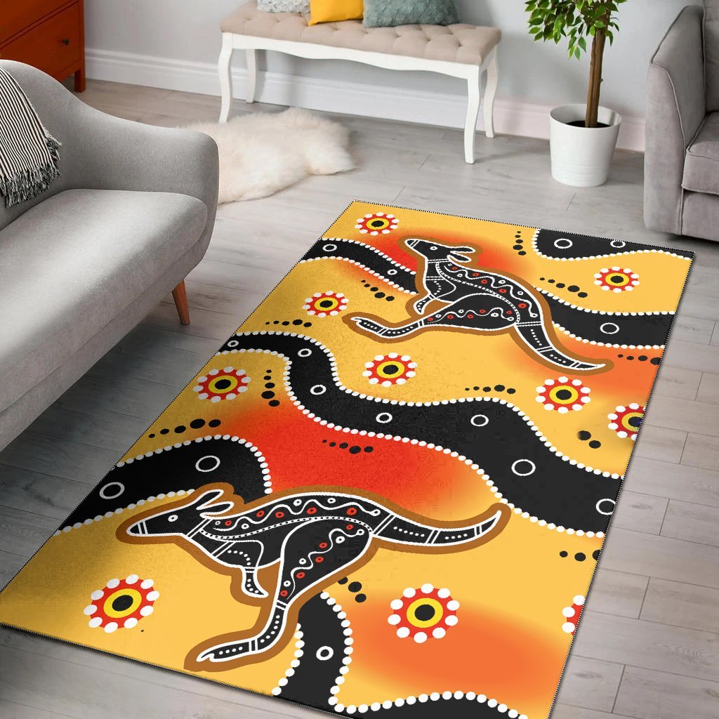 Vibe Hoodie Aboriginal Area Rug - Dreamtime Aboriginal Kangaroo - RLT20 - Vibe Hoodie Shop