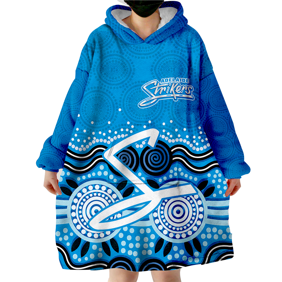 Adelaide Strikers Wearable Blanket Hoodie - Aboriginal Style Of Dot - - Vibe Hoodie Shop