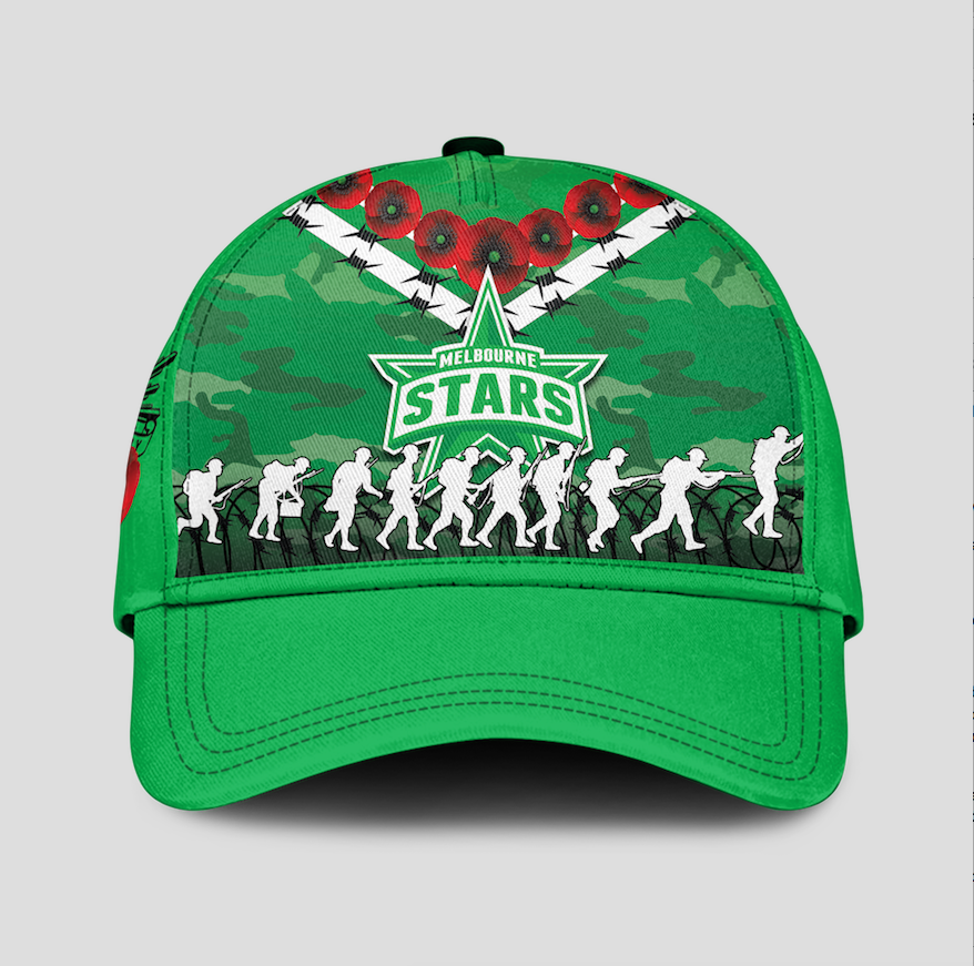 Melbourne Stars ANZAC 2022 Caps Camouflage With Poppy - - Vibe Hoodie Shop