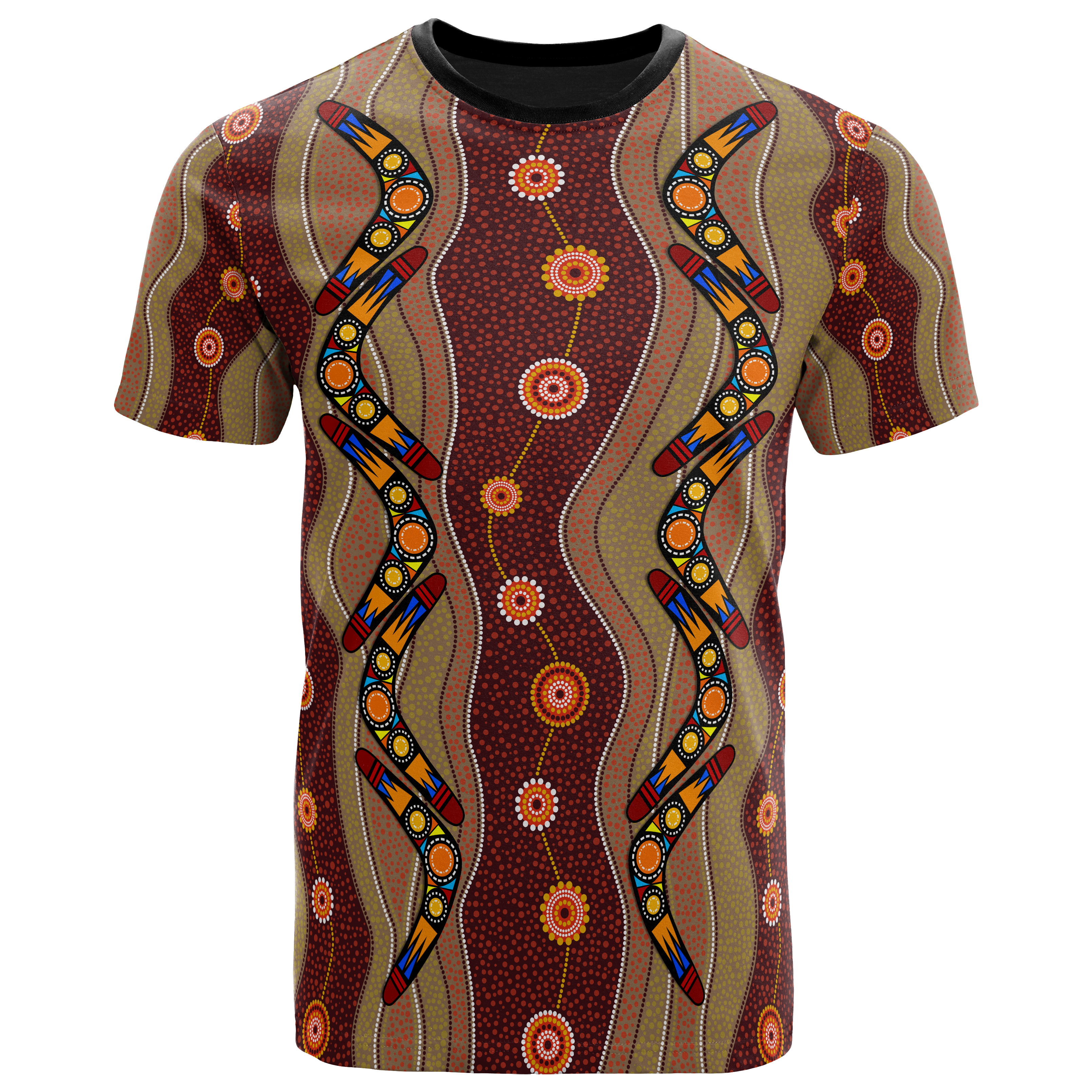 Aboriginal T shirt, Boomerang Patterns Circle Dot Painting - Vibe Hoodie Shop