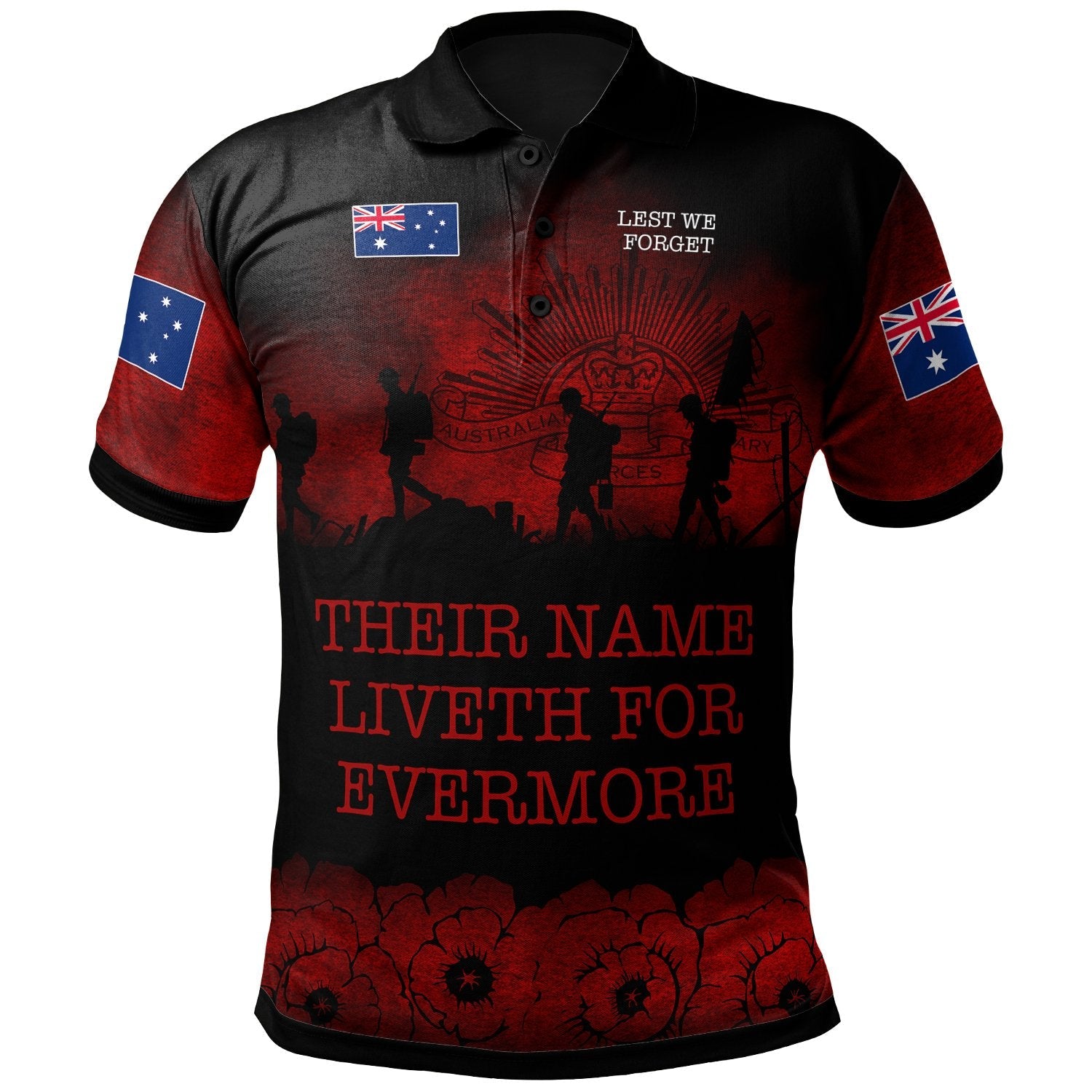 ANZAC Polo Shirt - Their Name Liveth For Evermore - Vibe Hoodie Shop